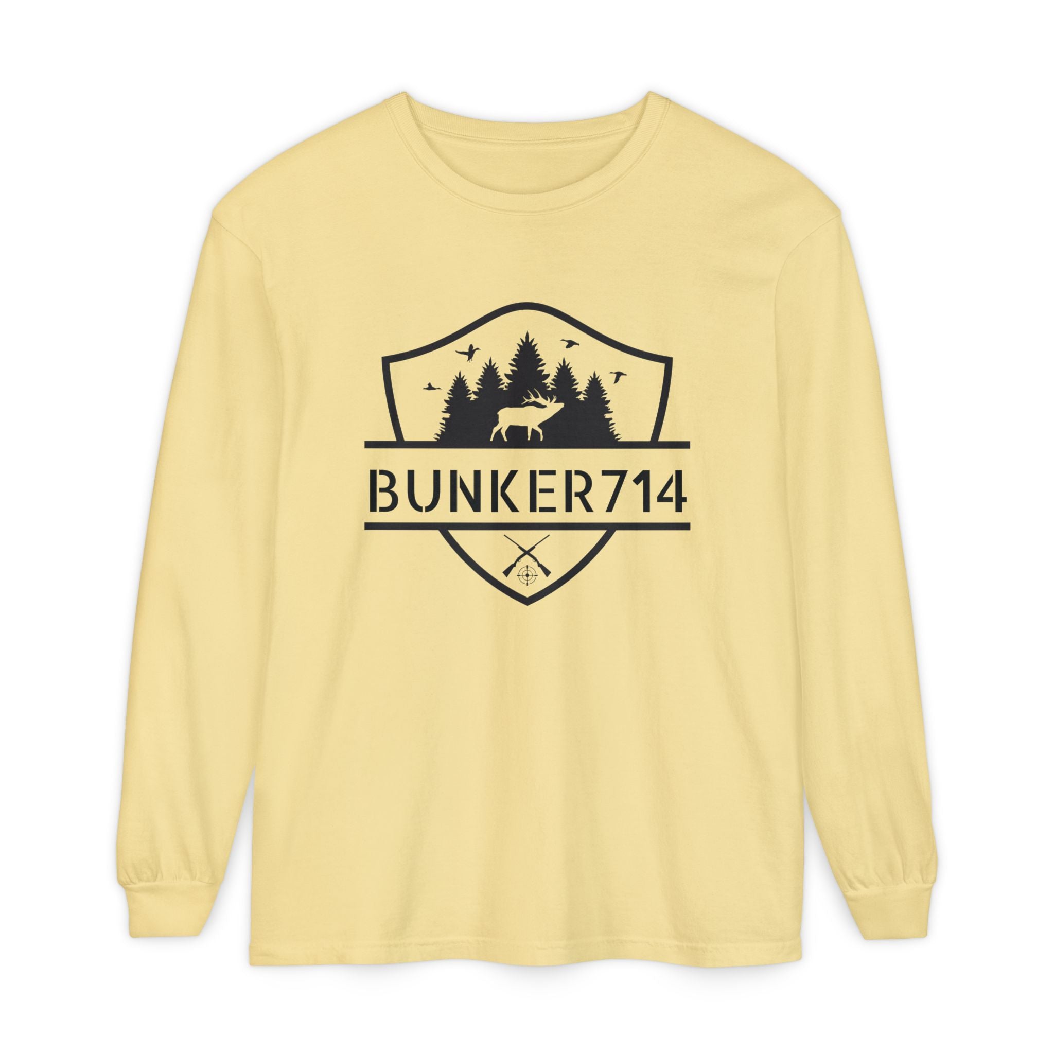 Bunker714 Shield Long-Sleeve Tee — Outdoor Logo Shirt