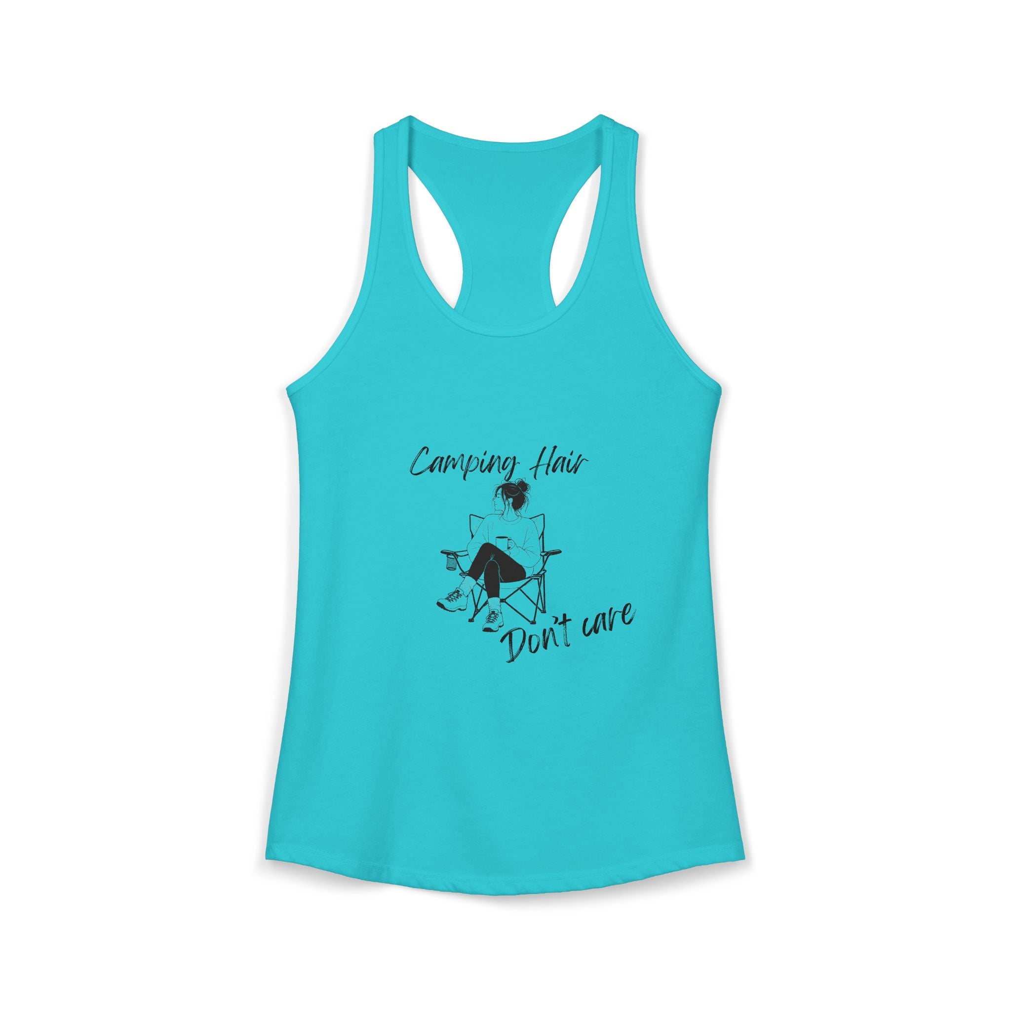 Camping Hair, Don't Care Women's Racerback Tank