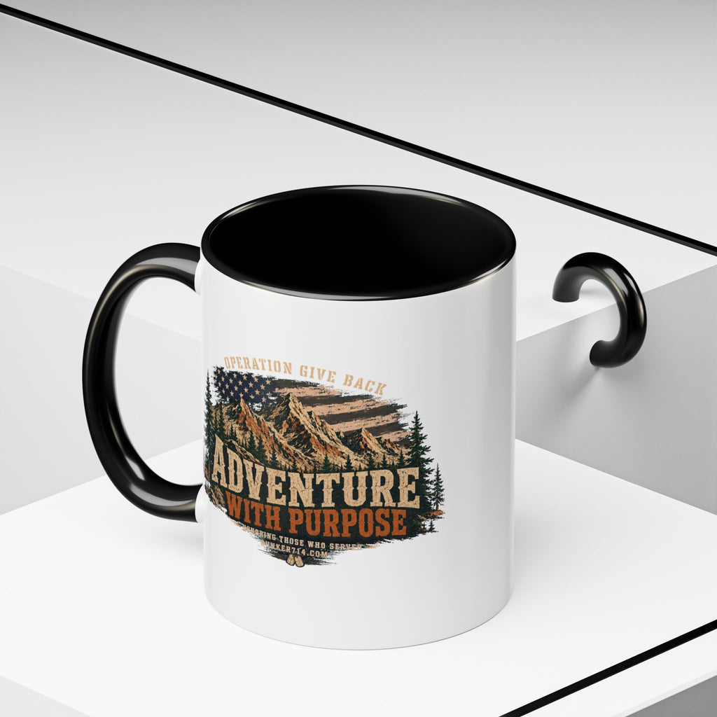 Adventure With Purpose Coffee Mug — Mountain Camping Travel Gift (11/15oz)