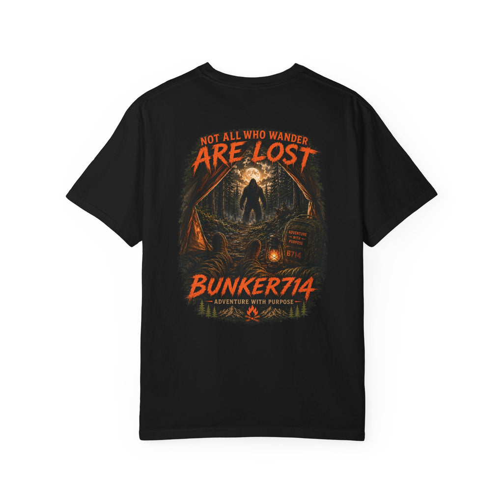 BUNKER714 “Not All Who Wander Are Lost” Bigfoot Camping T-Shirt