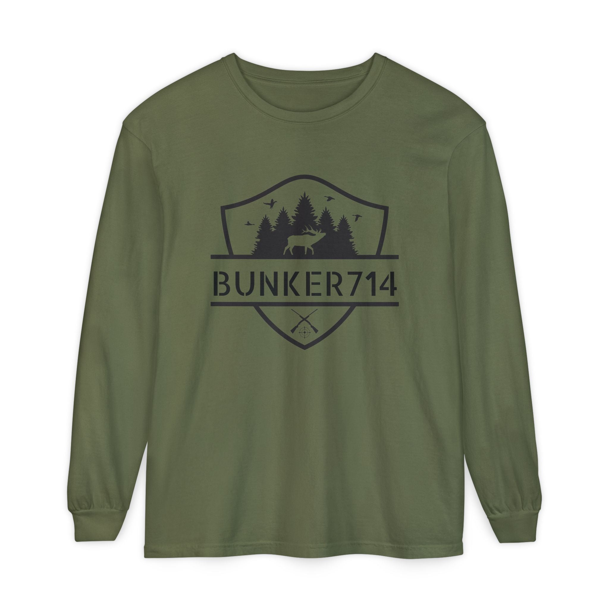 Bunker714 Shield Long-Sleeve Tee — Outdoor Logo Shirt