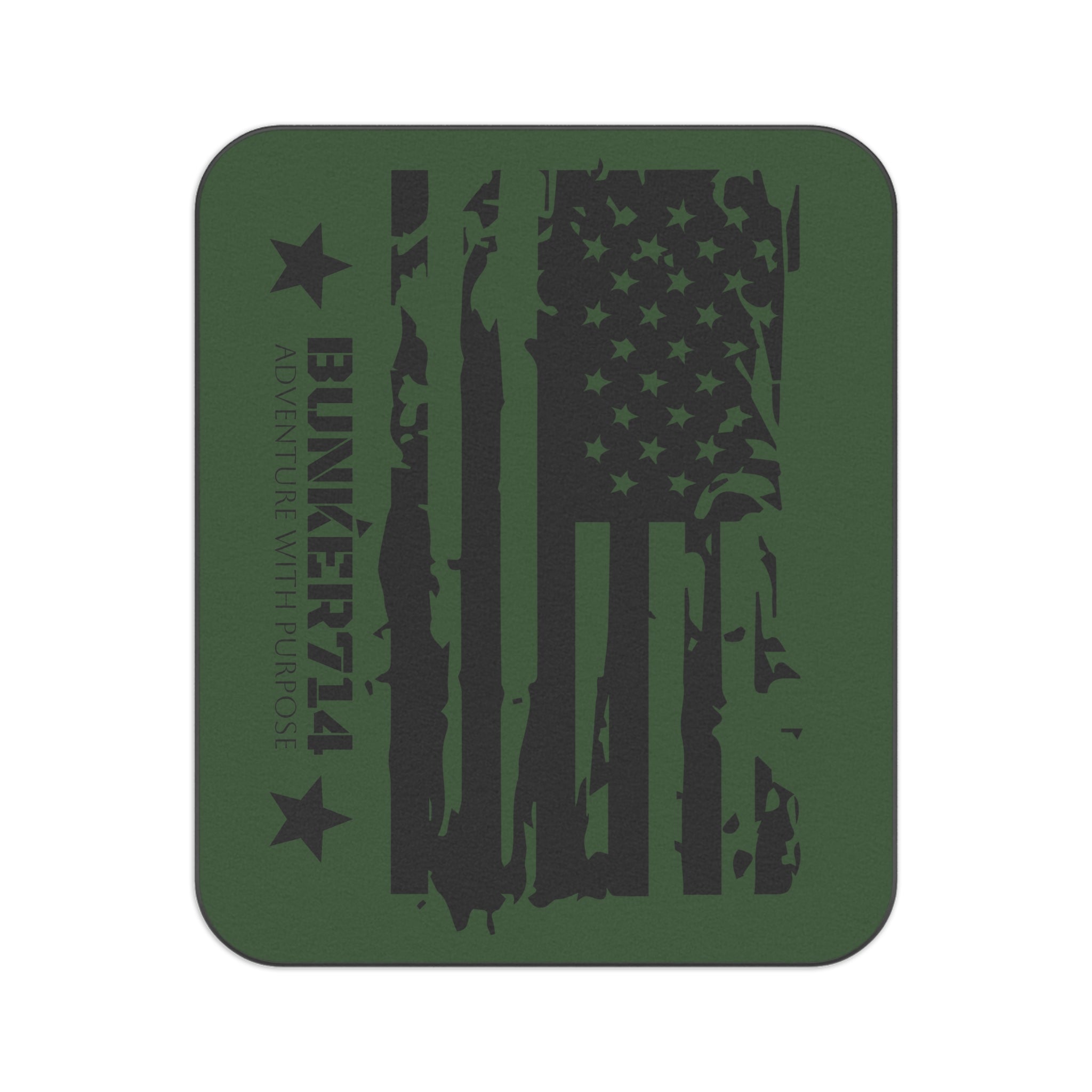 Military Flag Picnic Blanket — Olive Green American Flag Design (BUNKER74)