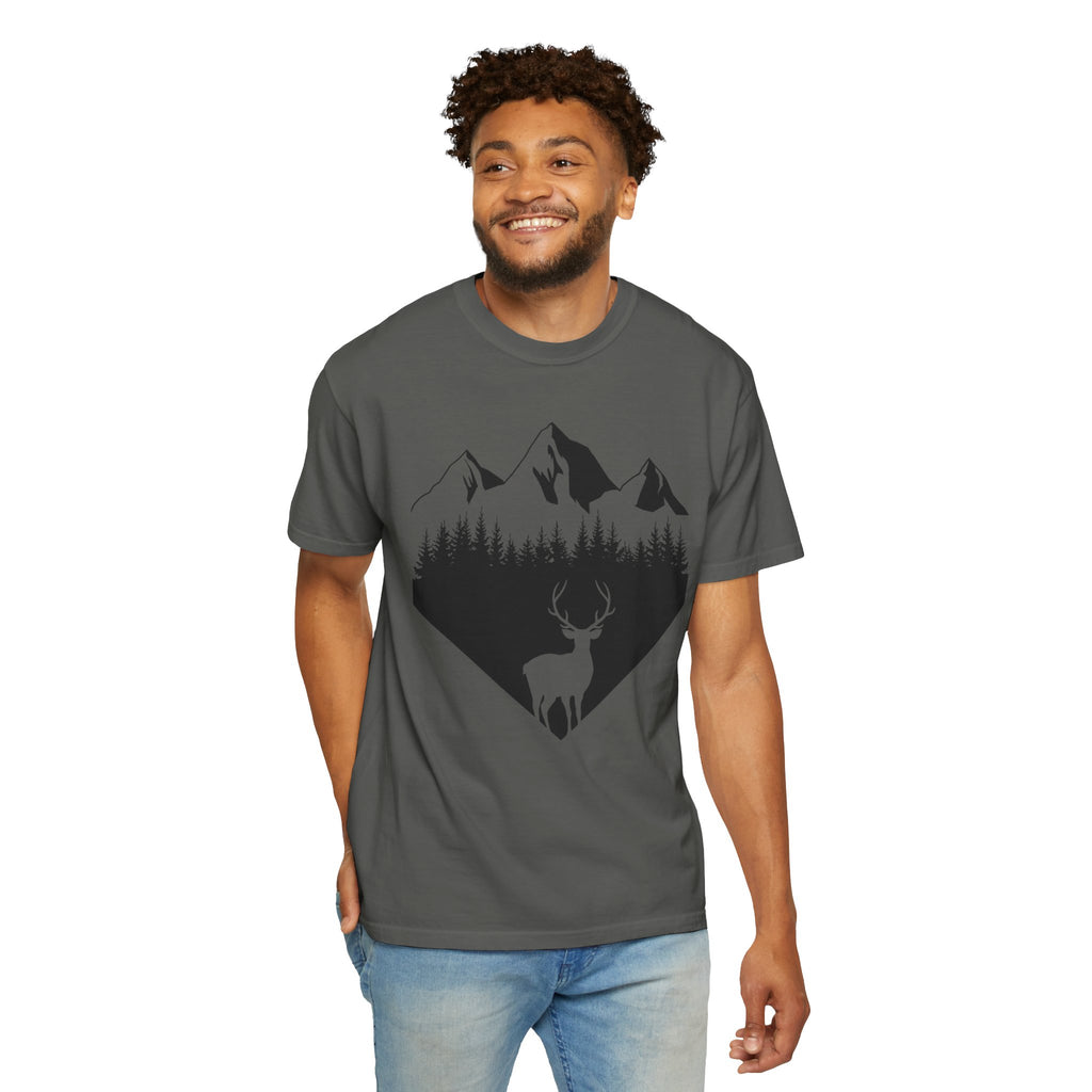 Mountain Forest Deer T-Shirt — Outdoor Nature Graphic Tee