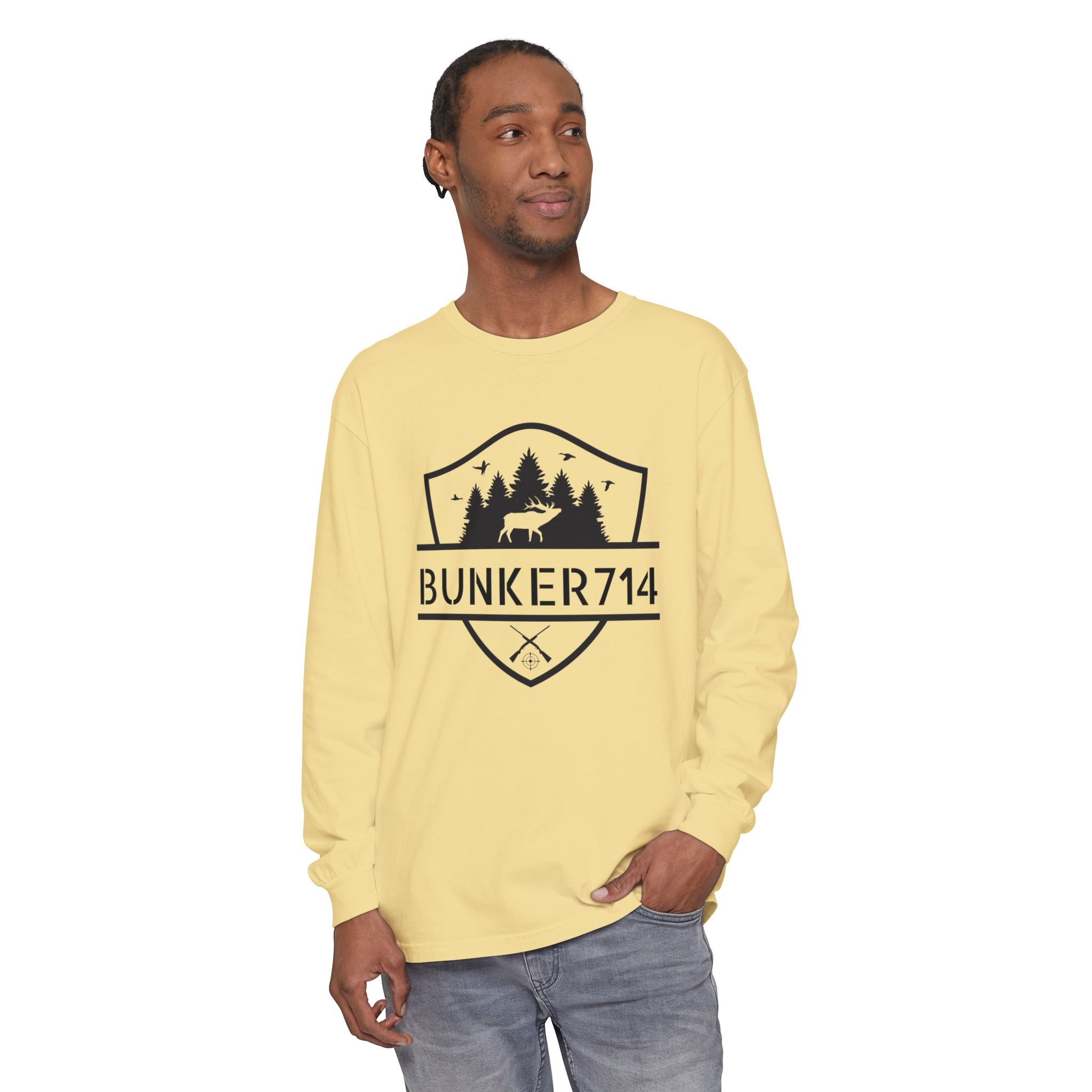 Bunker714 Shield Long-Sleeve Tee — Outdoor Logo Shirt