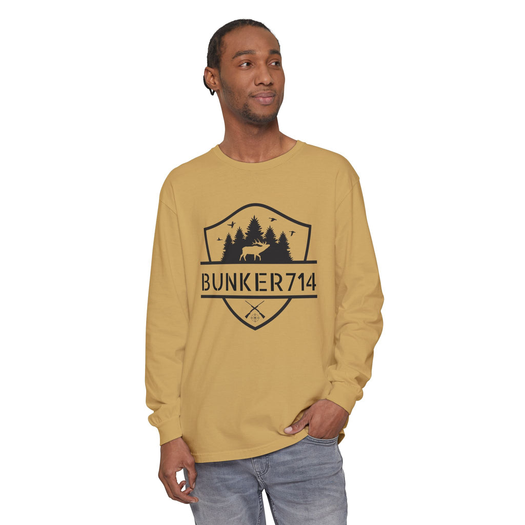 Bunker714 Shield Long-Sleeve Tee — Outdoor Logo Shirt