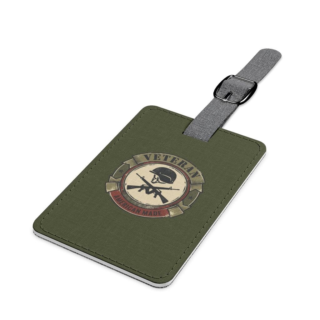 Military Veteran Olive Green Luggage Tag – 'Veteran' Emblem Rectangle