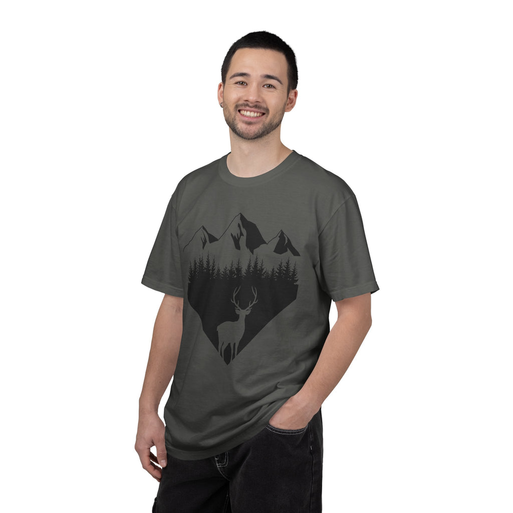 Mountain Forest Deer T-Shirt — Outdoor Nature Graphic Tee