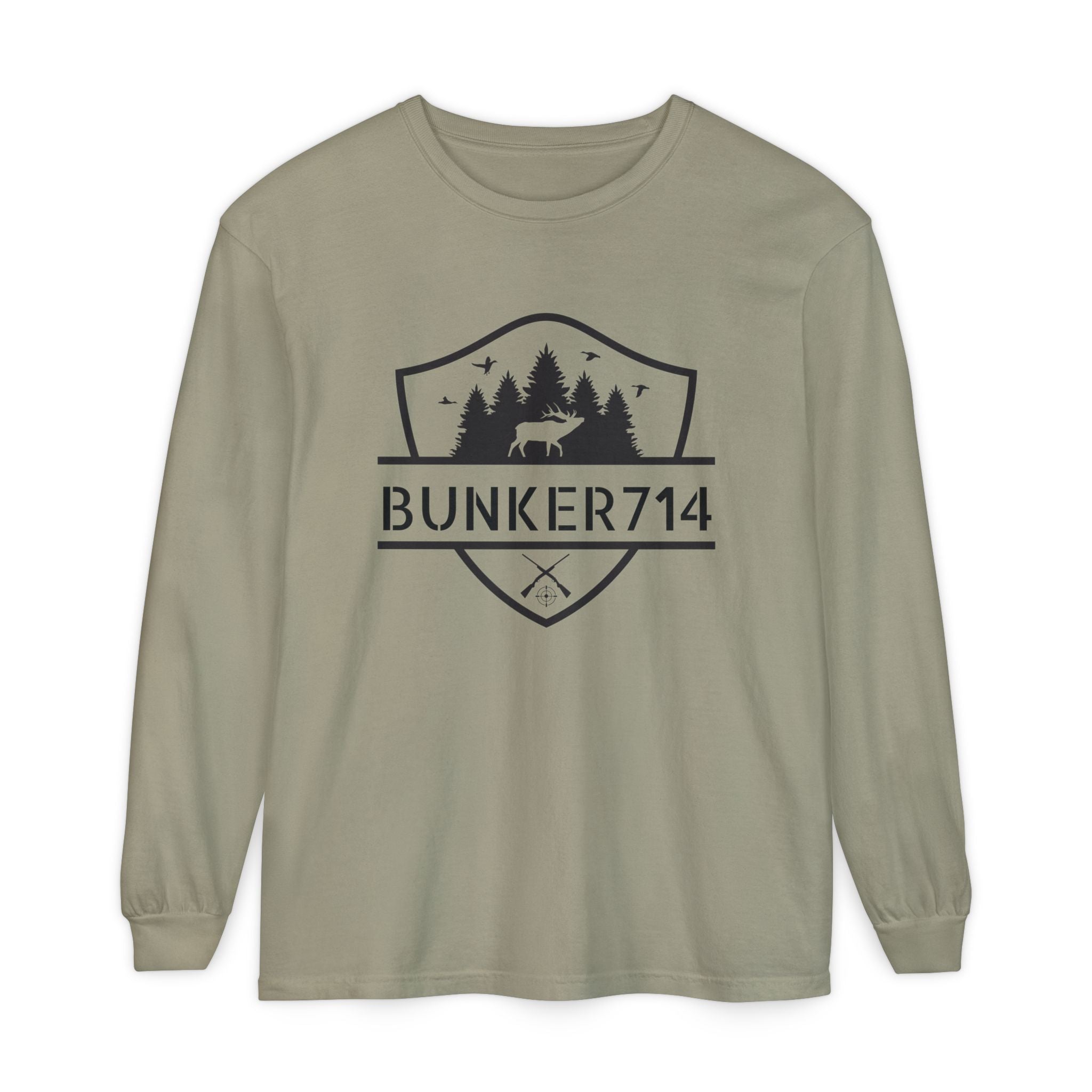 Bunker714 Shield Long-Sleeve Tee — Outdoor Logo Shirt