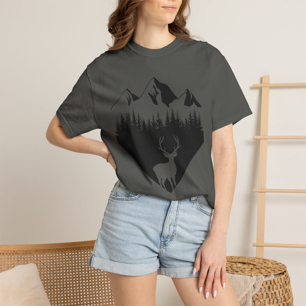 Mountain Forest Deer T-Shirt — Outdoor Nature Graphic Tee