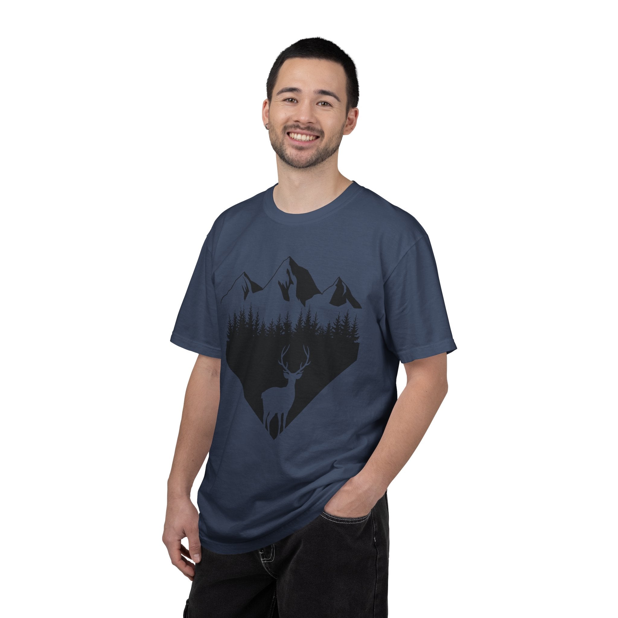 Mountain Forest Deer T-Shirt — Outdoor Nature Graphic Tee