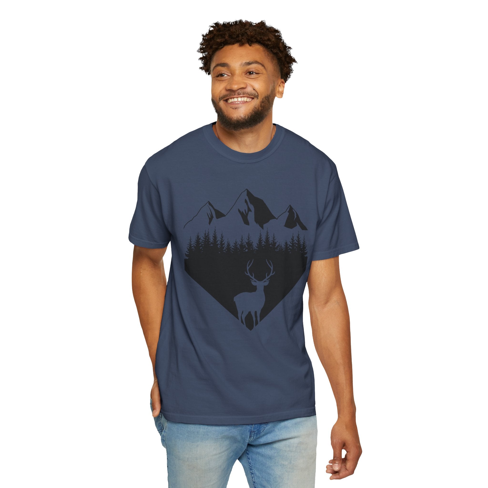 Mountain Forest Deer T-Shirt — Outdoor Nature Graphic Tee