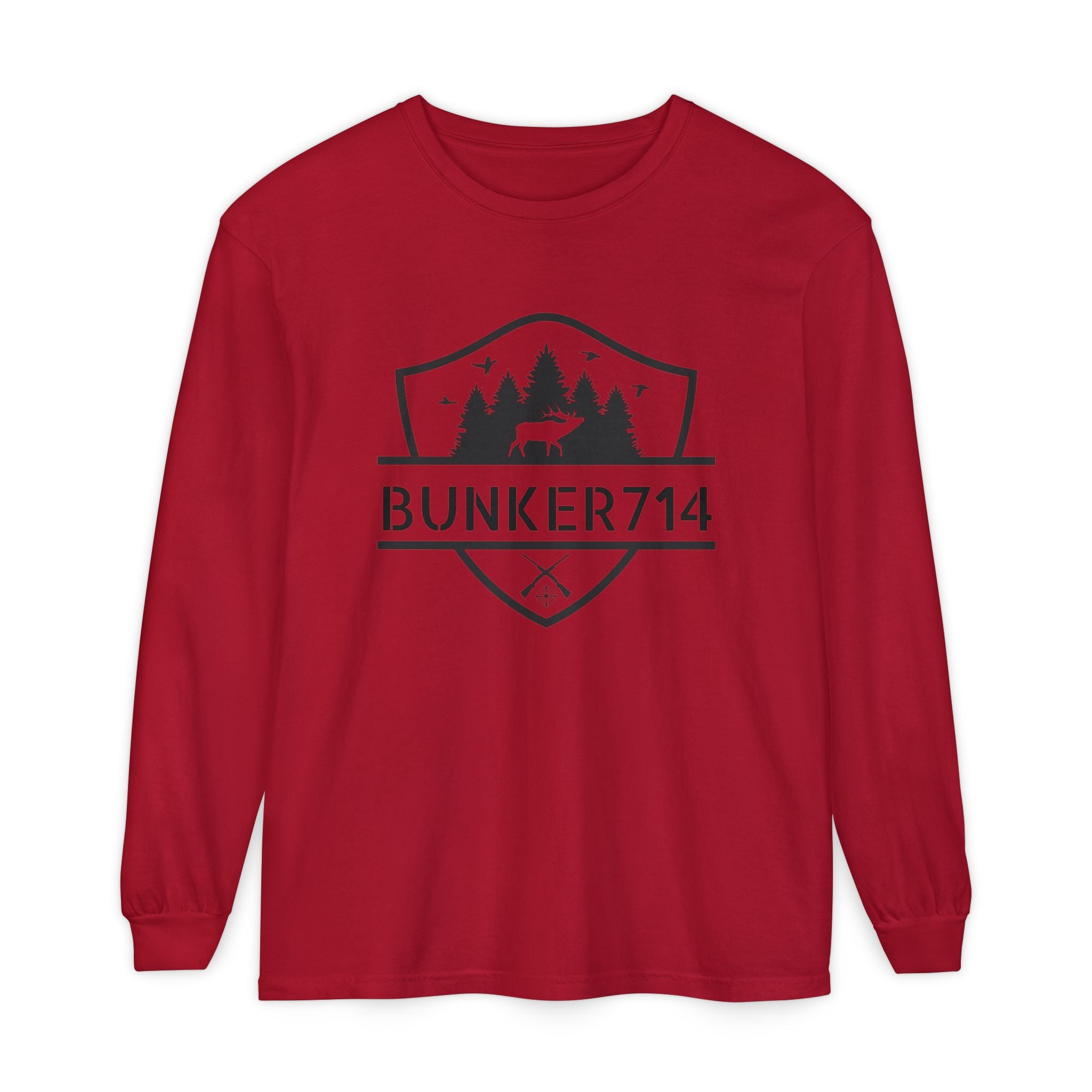 Bunker714 Shield Long-Sleeve Tee — Outdoor Logo Shirt