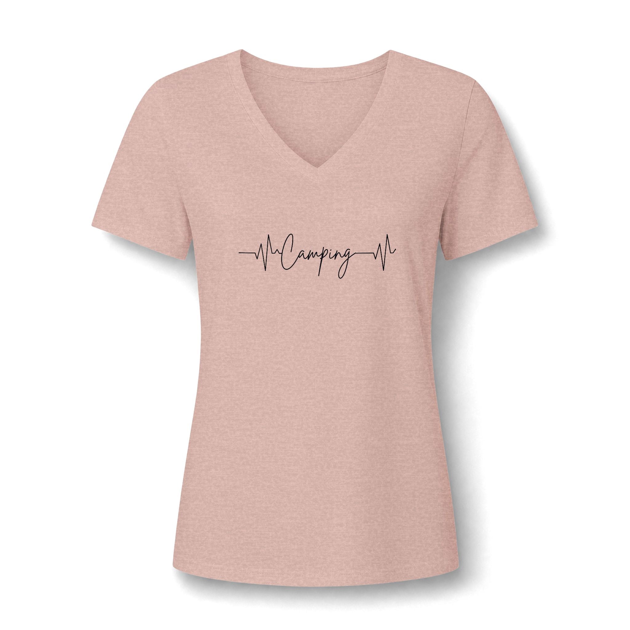Camping Heartbeat Jogging V-Neck Tee — "Jogging" Fitness Shirt for Women