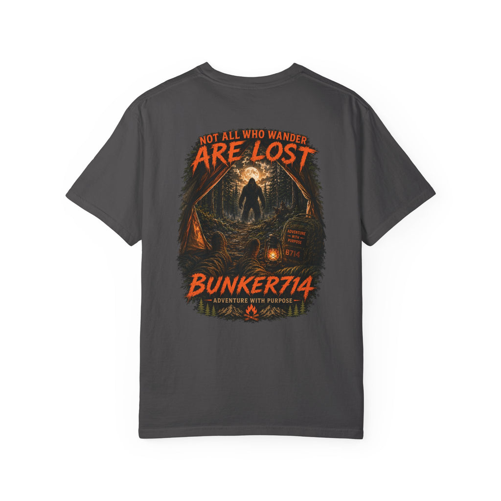 BUNKER714 “Not All Who Wander Are Lost” Bigfoot Camping T-Shirt