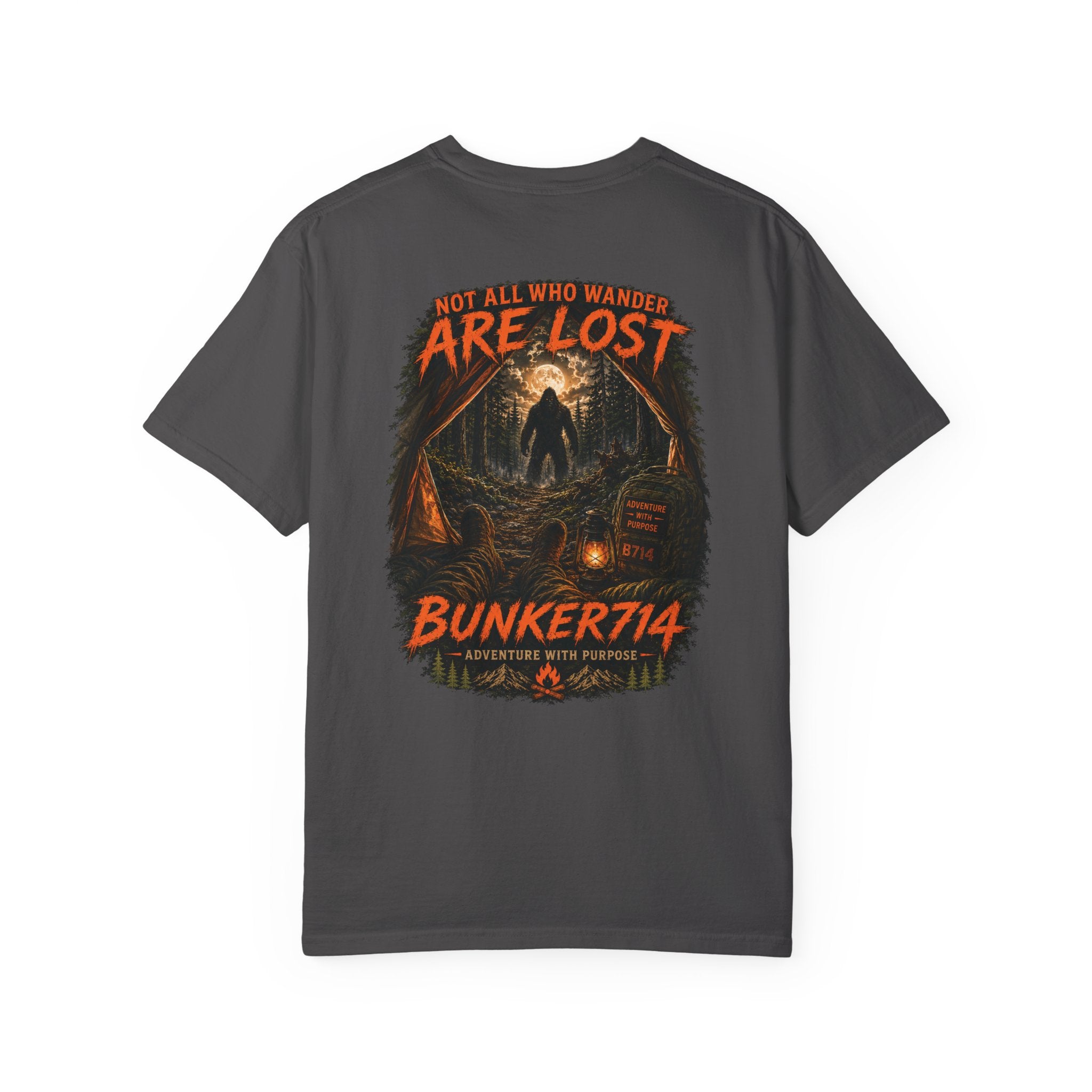 BUNKER714 “Not All Who Wander Are Lost” Bigfoot Camping T-Shirt