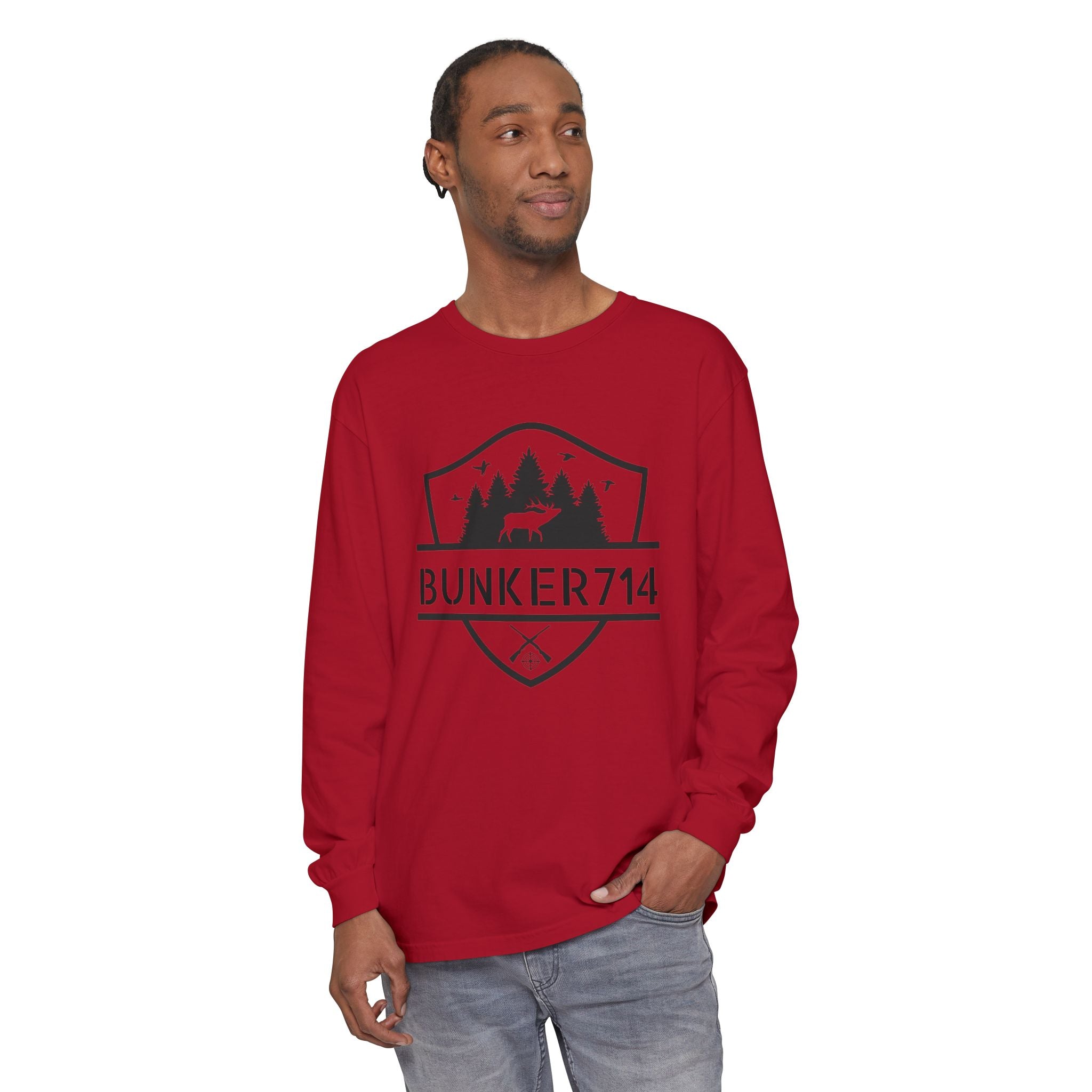Bunker714 Shield Long-Sleeve Tee — Outdoor Logo Shirt