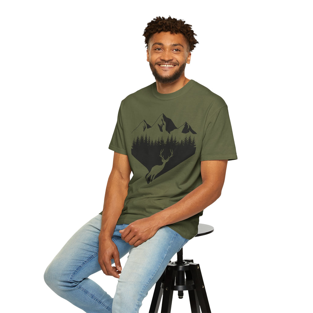 Mountain Forest Deer T-Shirt — Outdoor Nature Graphic Tee