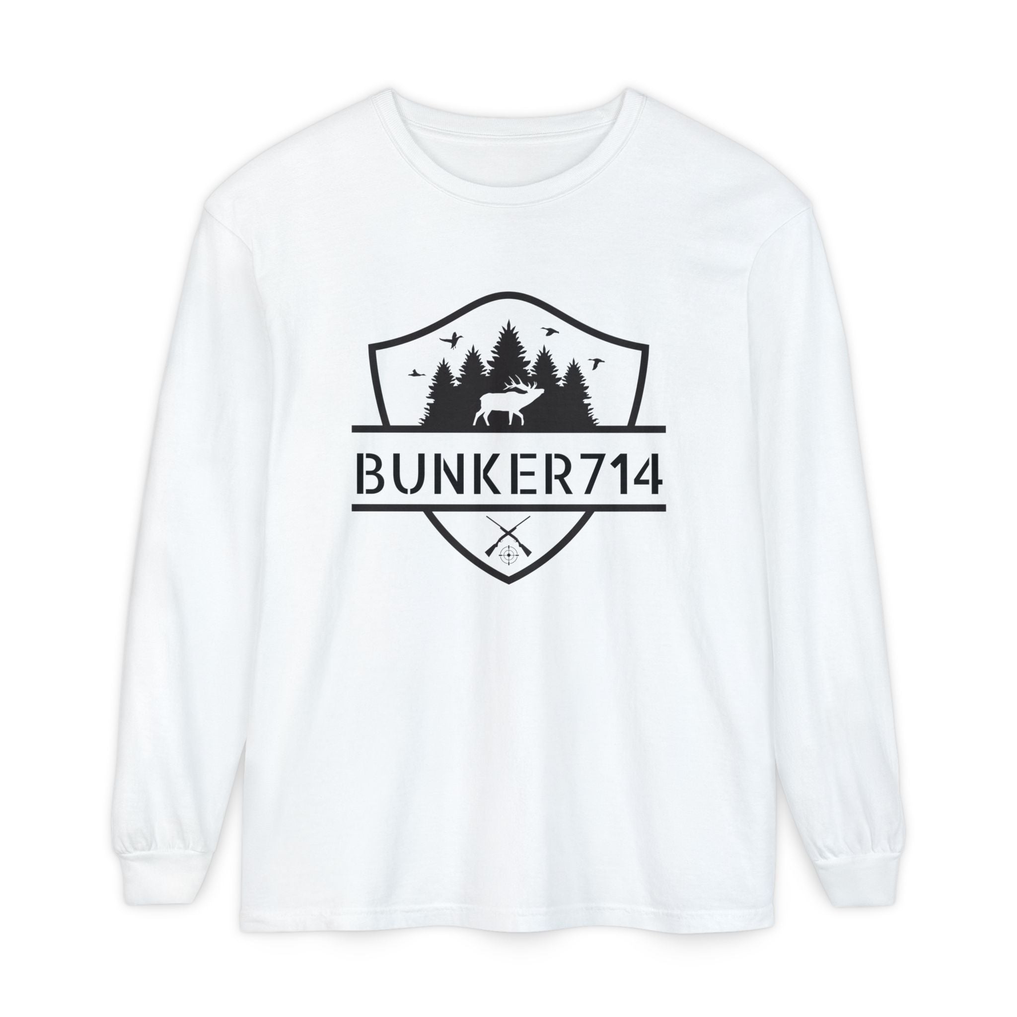 Bunker714 Shield Long-Sleeve Tee — Outdoor Logo Shirt