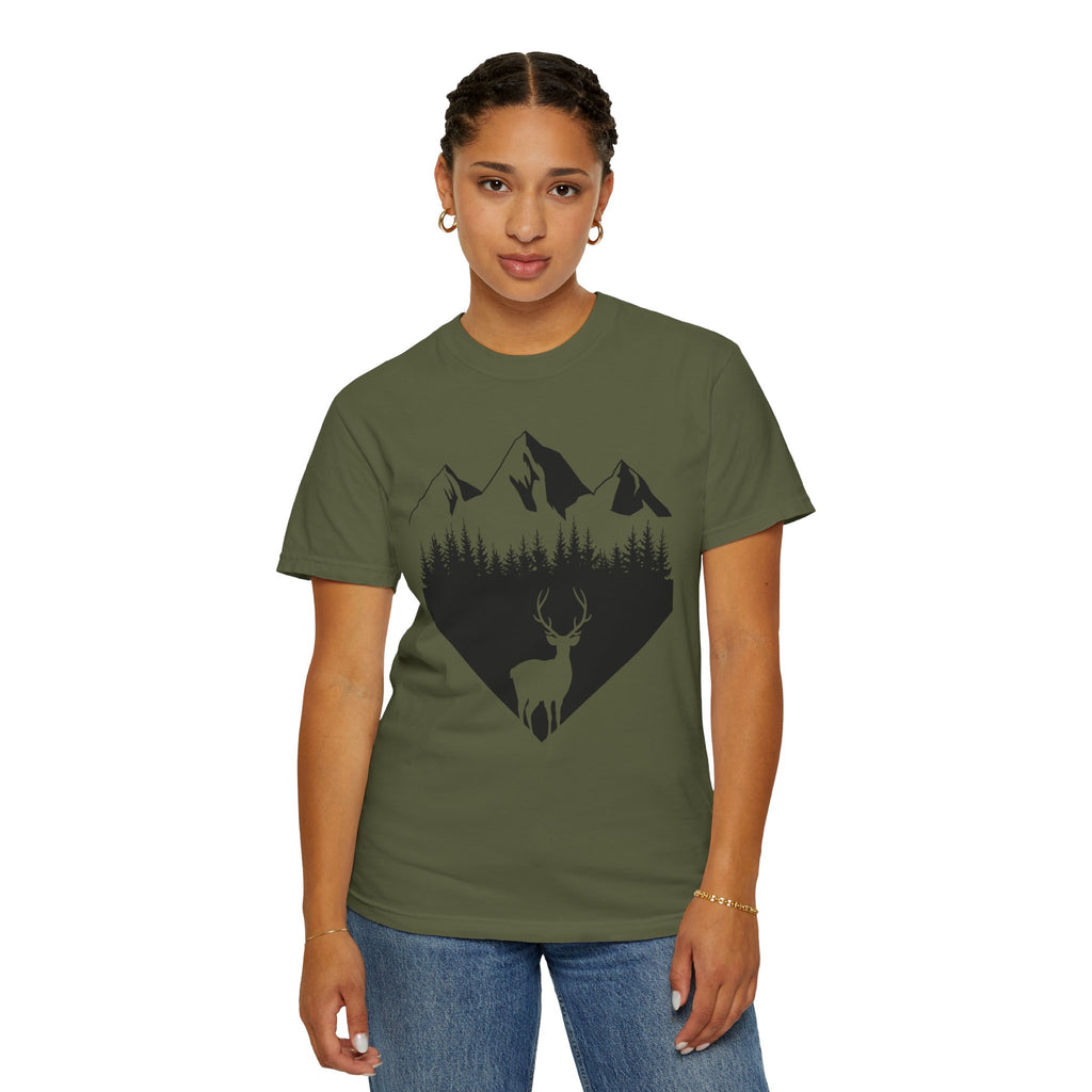 Mountain Forest Deer T-Shirt — Outdoor Nature Graphic Tee