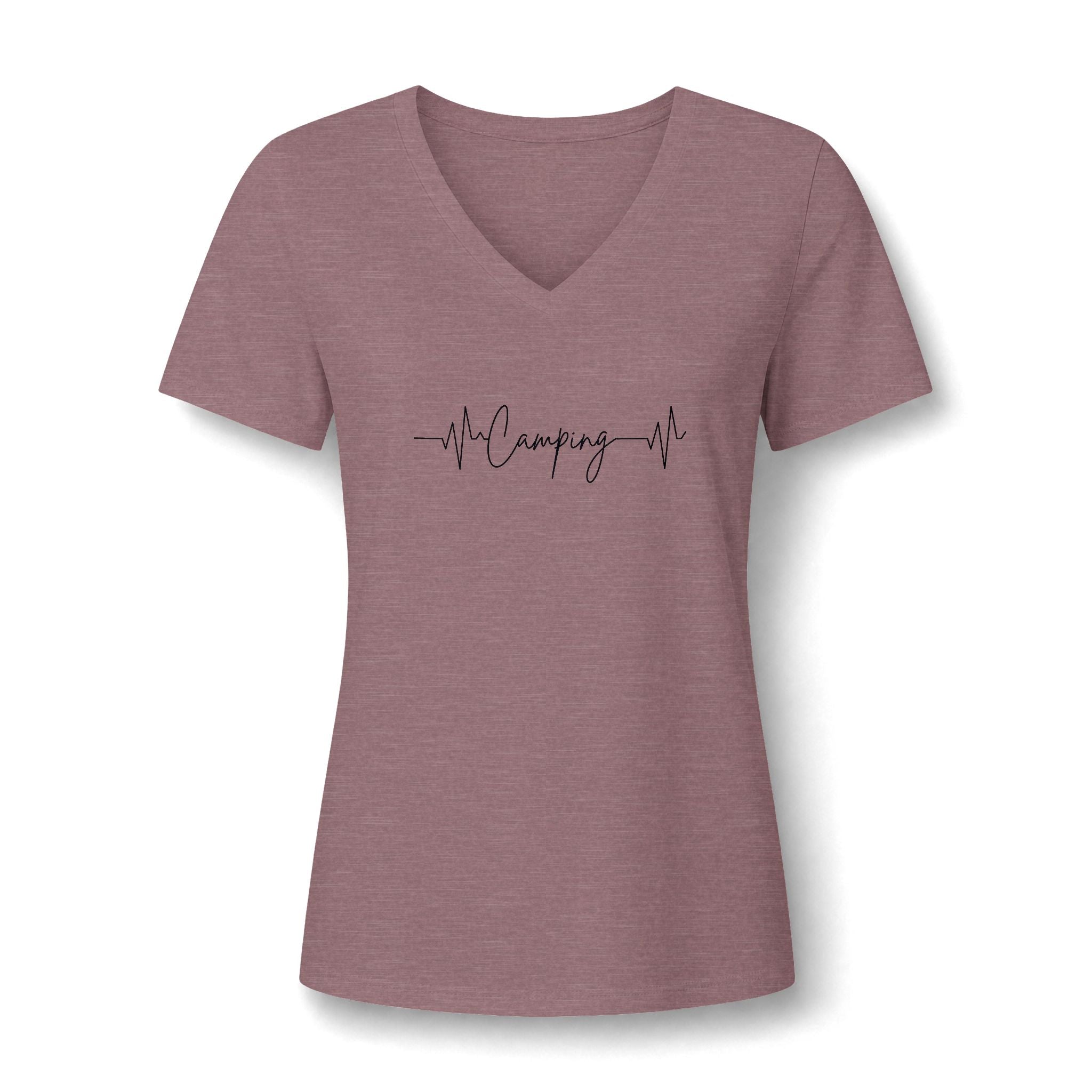 Camping Heartbeat Jogging V-Neck Tee — "Jogging" Fitness Shirt for Women