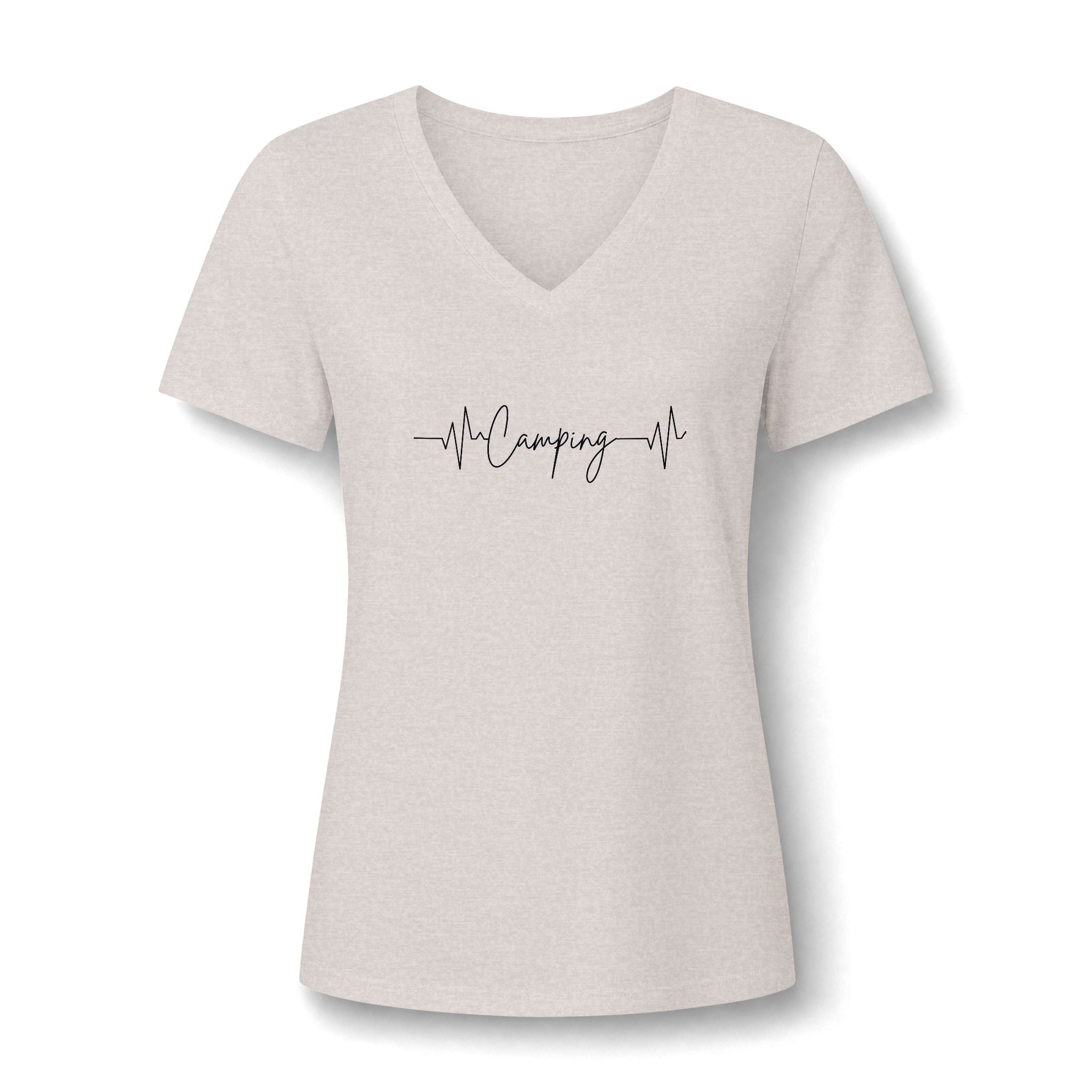 Camping Heartbeat Jogging V-Neck Tee — "Jogging" Fitness Shirt for Women