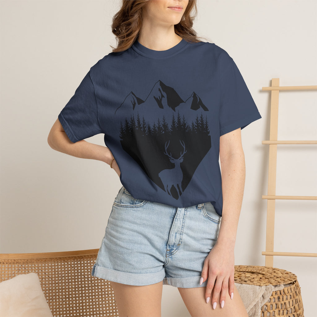 Mountain Forest Deer T-Shirt — Outdoor Nature Graphic Tee