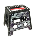 HOUSE 2 HOME  12.5" BLACK CAMOU STEP STOOL WITH PRINTING AND DOT GRIP