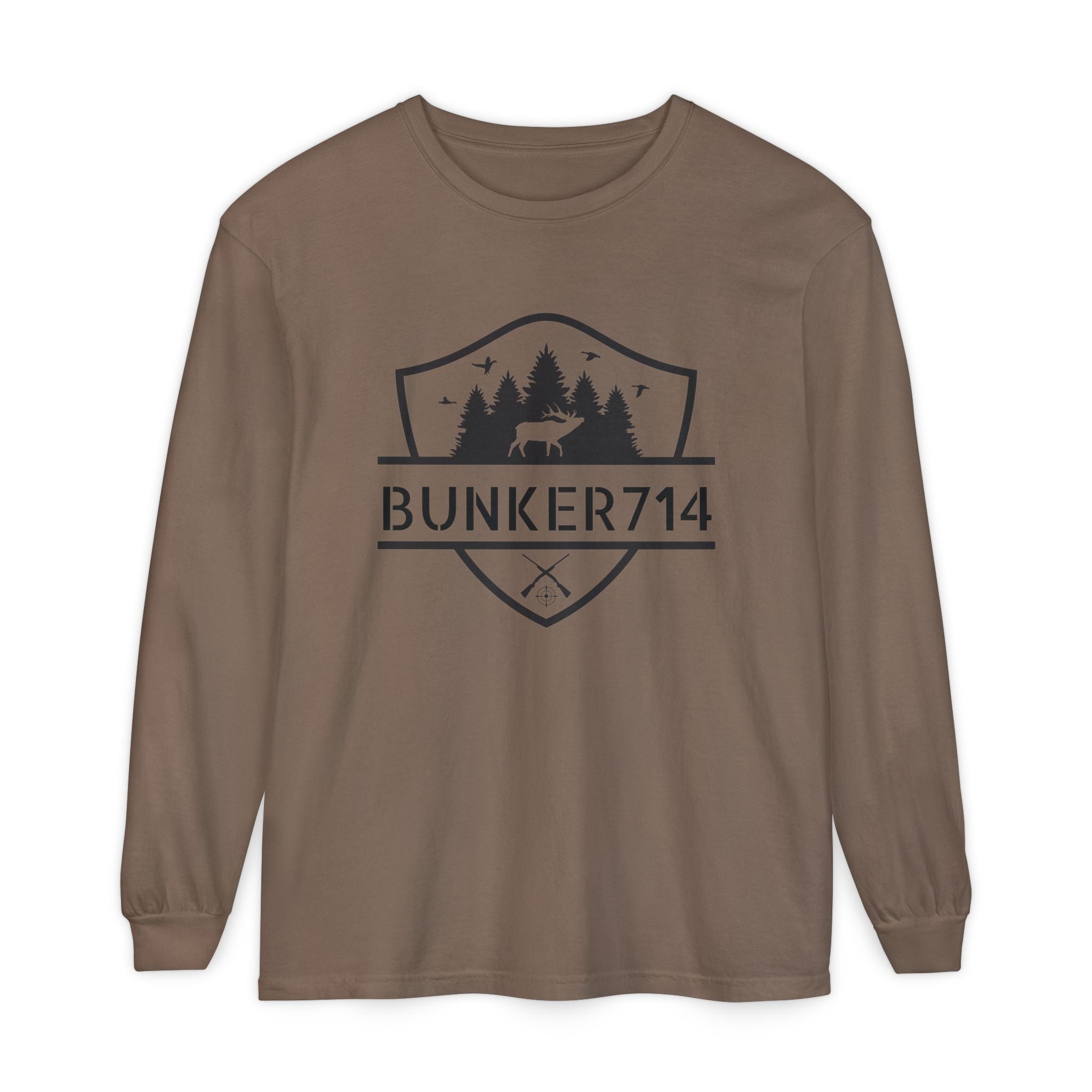Bunker714 Shield Long-Sleeve Tee — Outdoor Logo Shirt