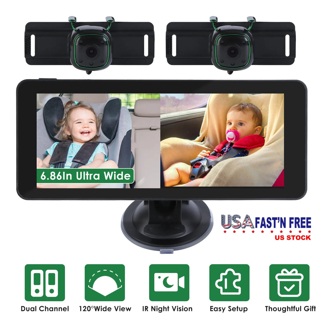 1080P Baby Car Camera for 2 Kids Dual Channel Car