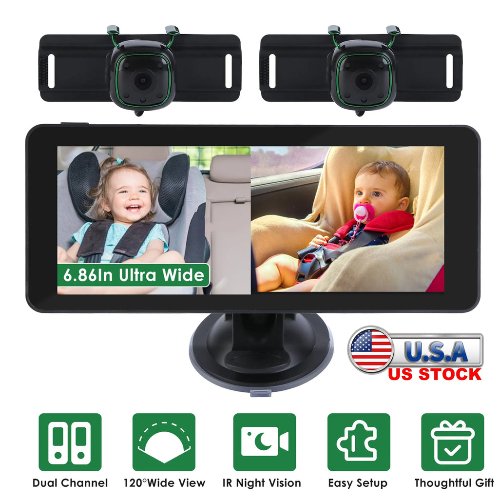 1080P Baby Car Camera for 2 Kids Dual Channel Car