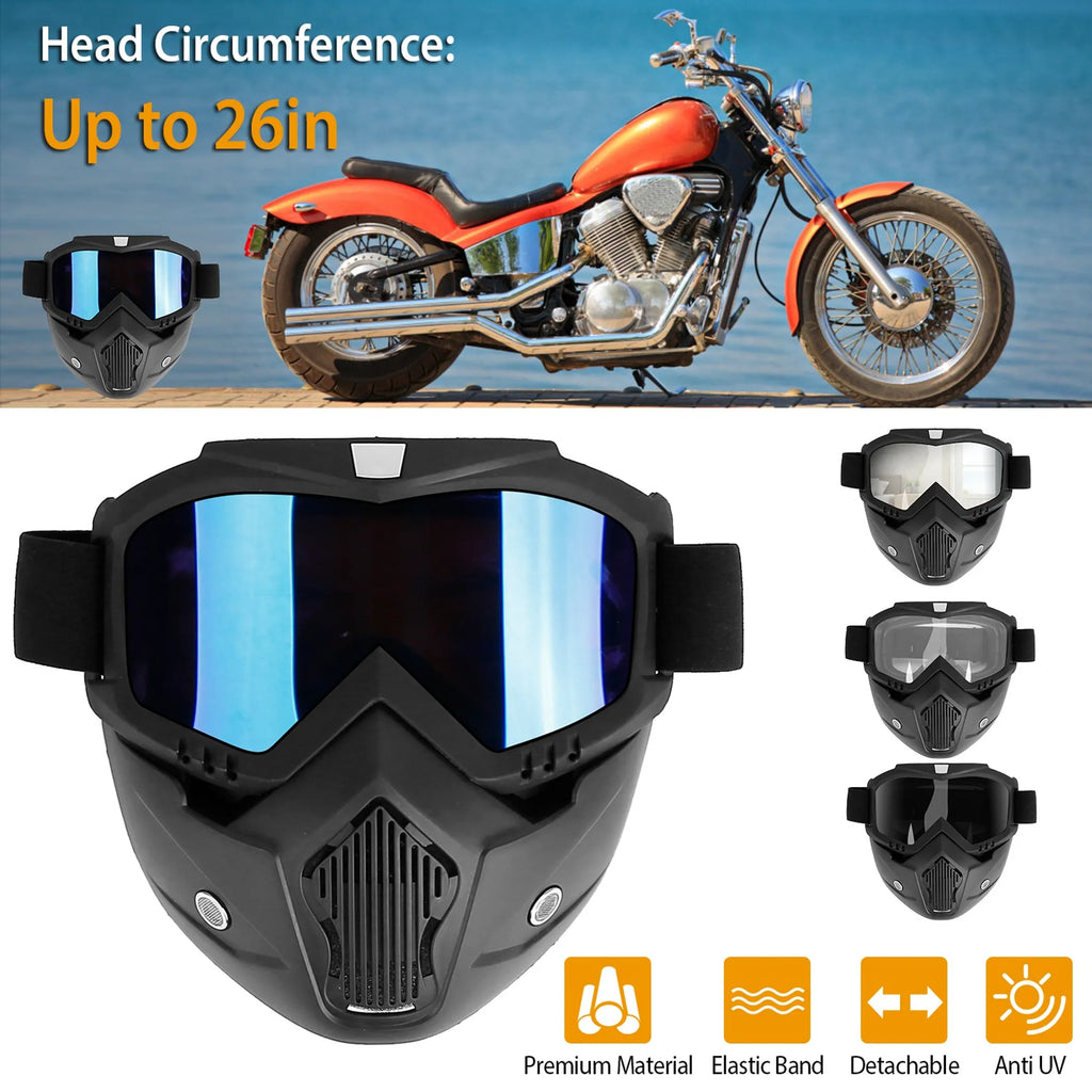 Motorcycle Goggles Removable Face Mask