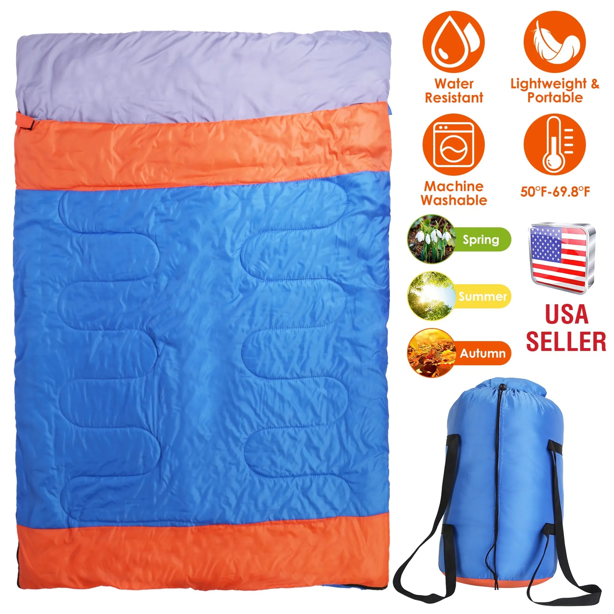 2 People Sleeping Bag for Adult Kids Lightweight