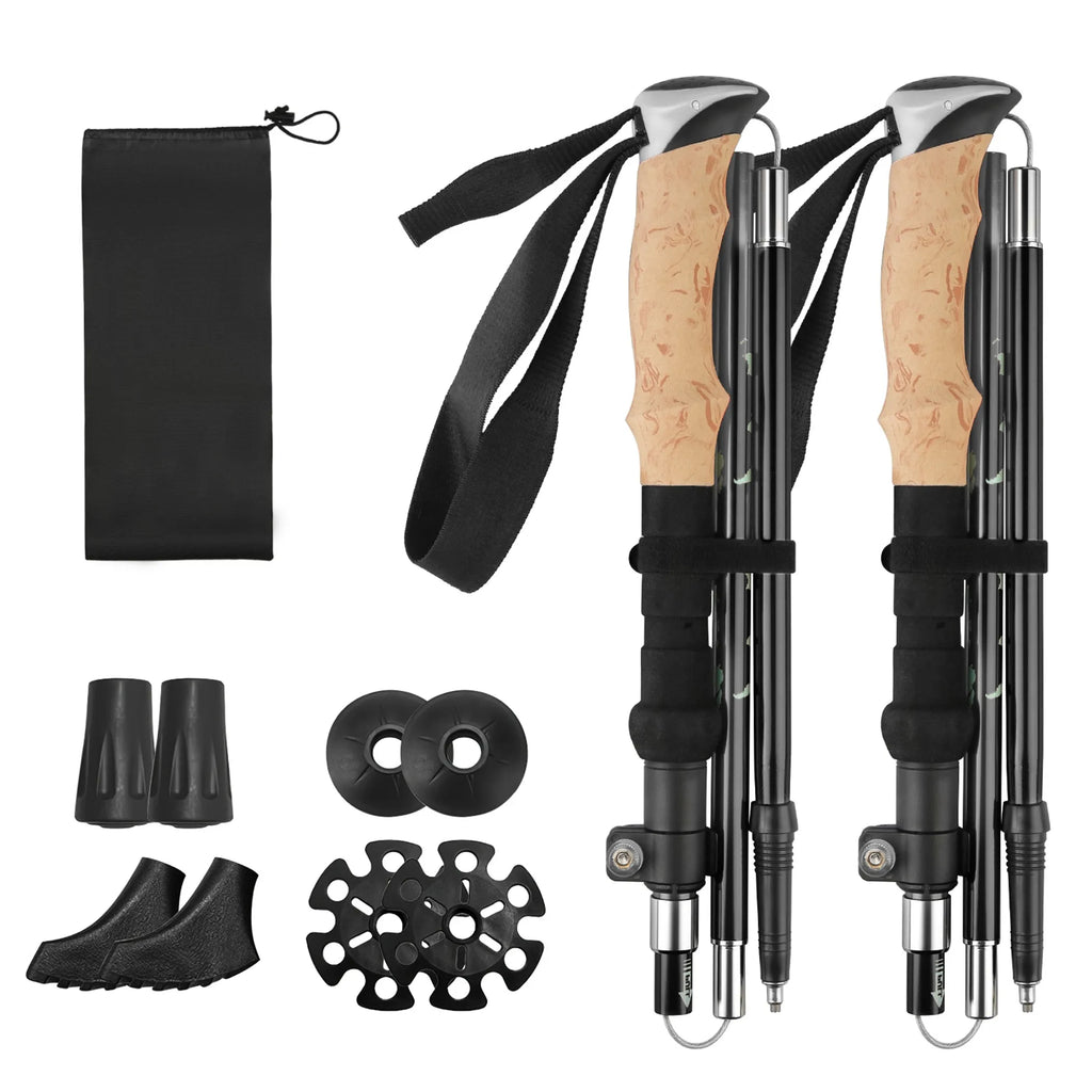 2Pcs Walking Sticks Collapsible Hiking