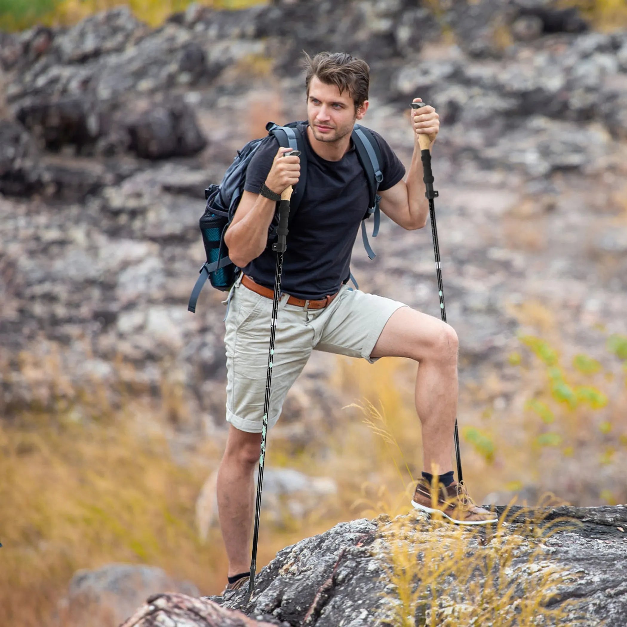 2Pcs Walking Sticks Collapsible Hiking