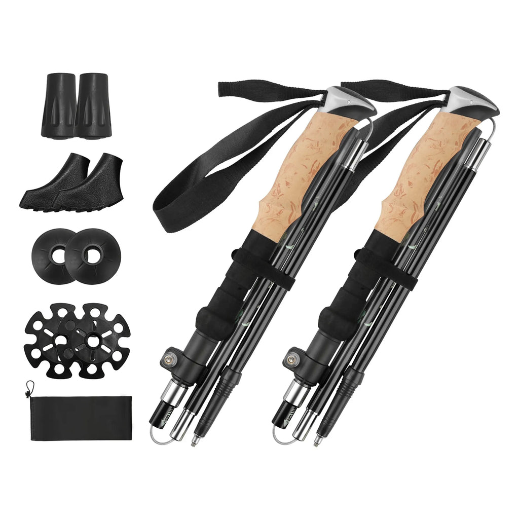2Pcs Walking Sticks Collapsible Hiking