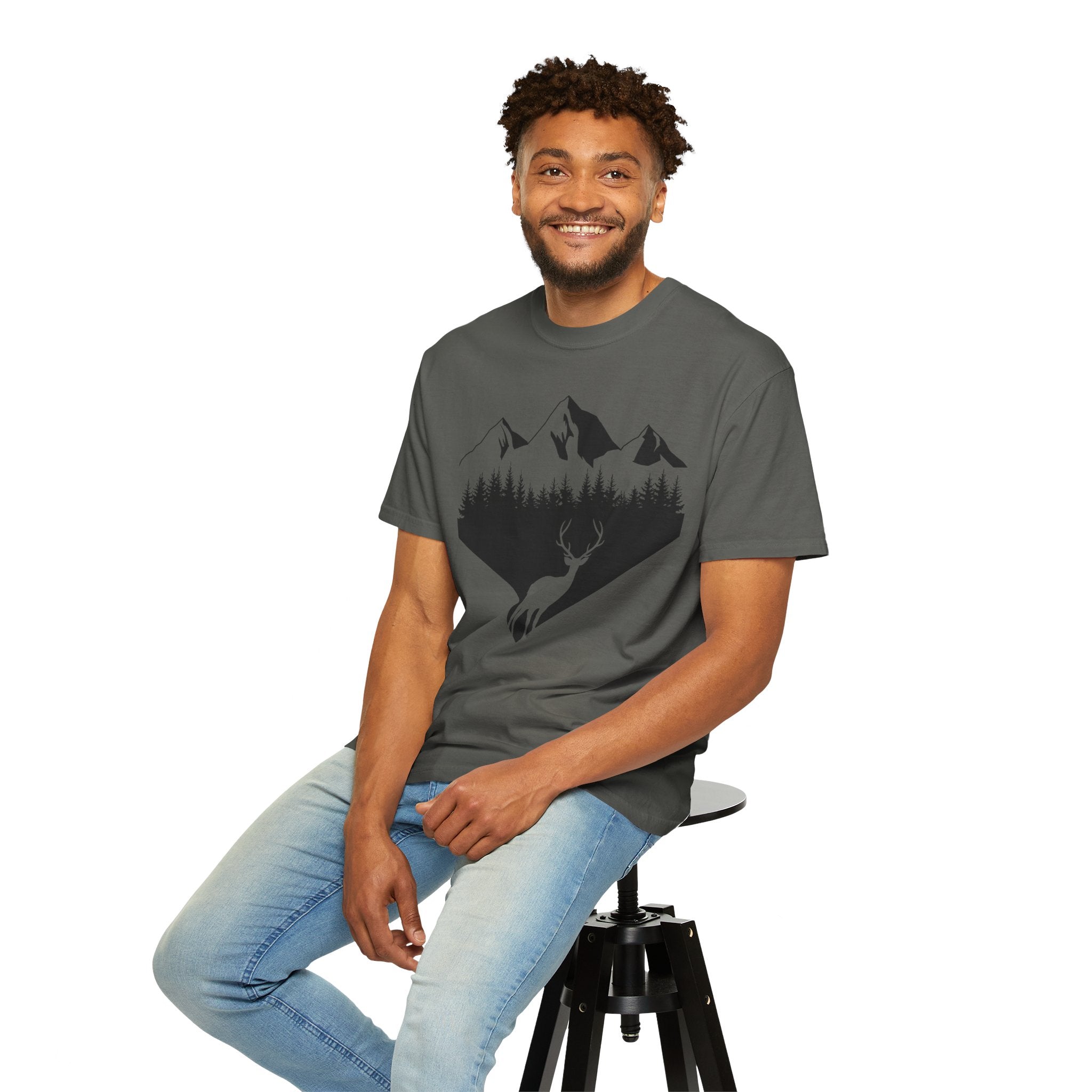 Mountain Forest Deer T-Shirt — Outdoor Nature Graphic Tee