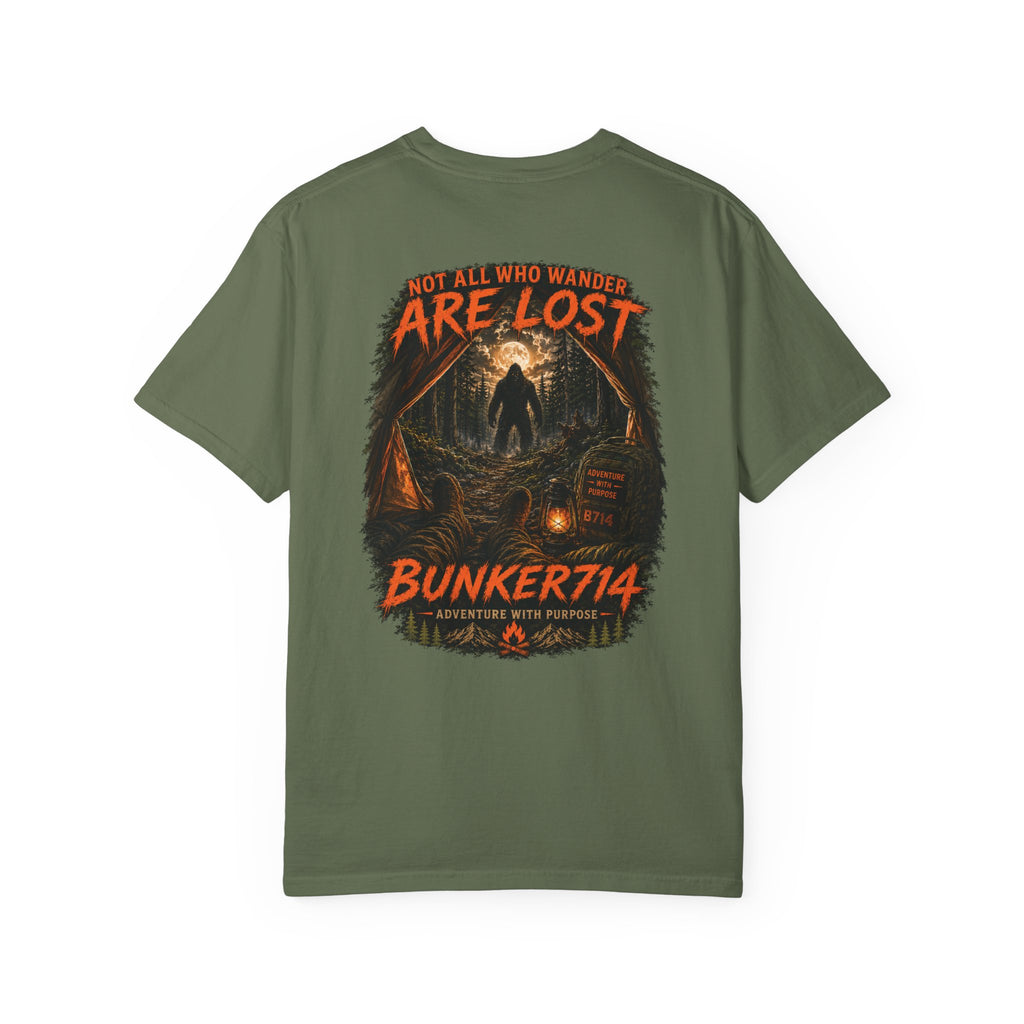 BUNKER714 “Not All Who Wander Are Lost” Bigfoot Camping T-Shirt