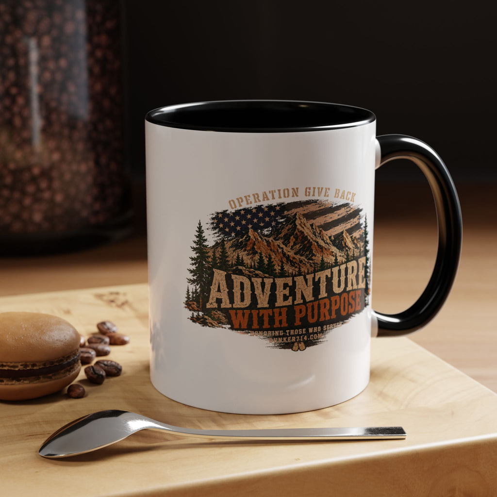 Adventure With Purpose Coffee Mug — Mountain Camping Travel Gift (11/15oz)