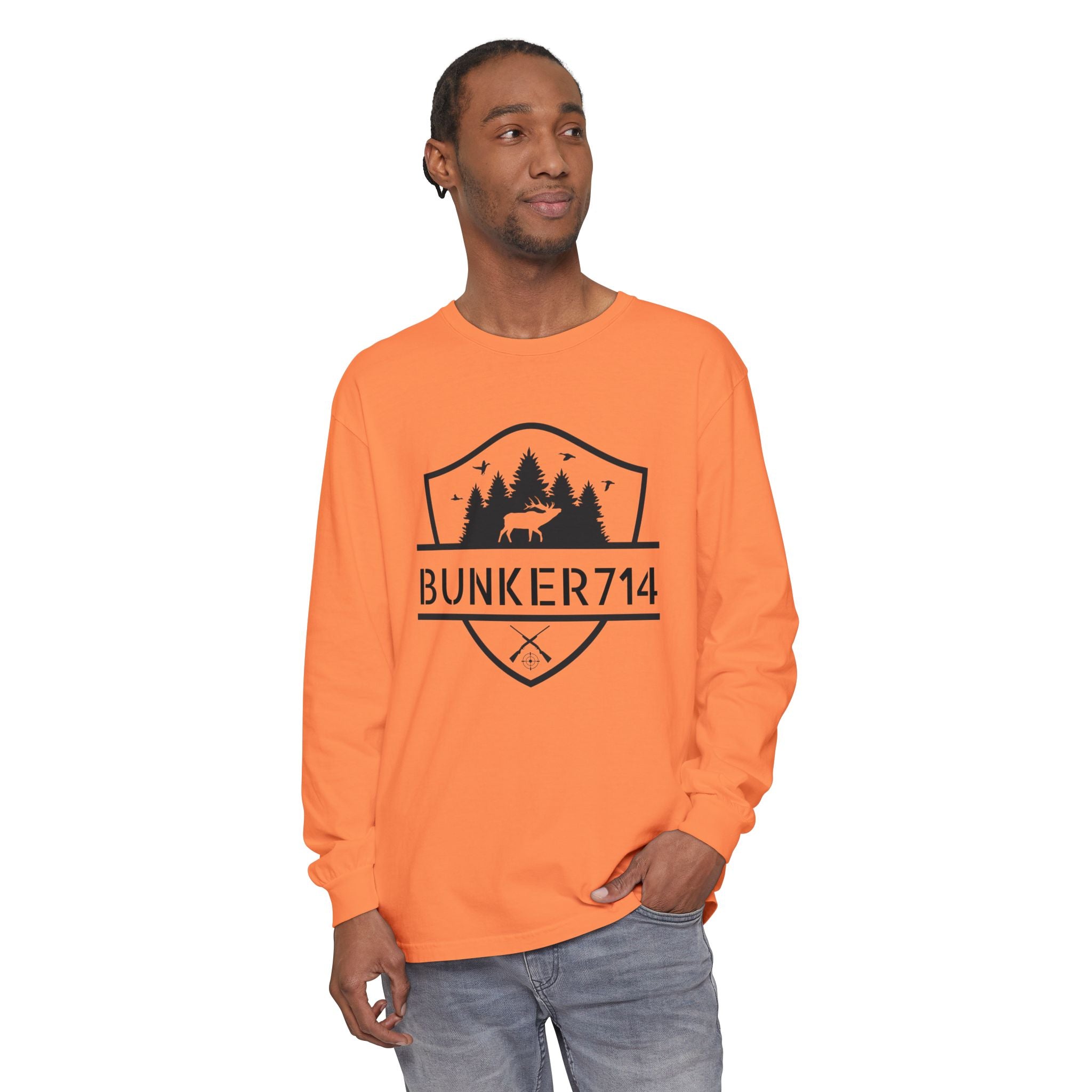 Bunker714 Shield Long-Sleeve Tee — Outdoor Logo Shirt