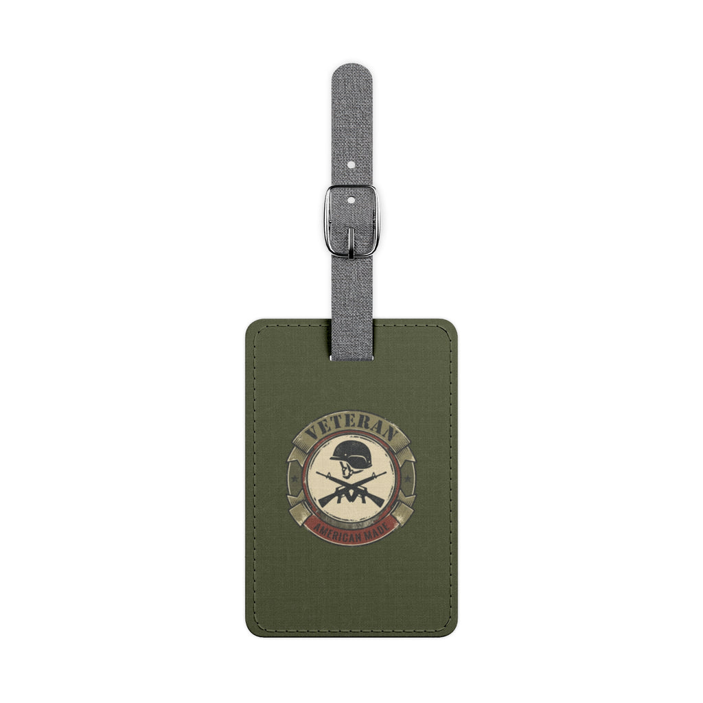 Military Veteran Olive Green Luggage Tag – 'Veteran' Emblem Rectangle