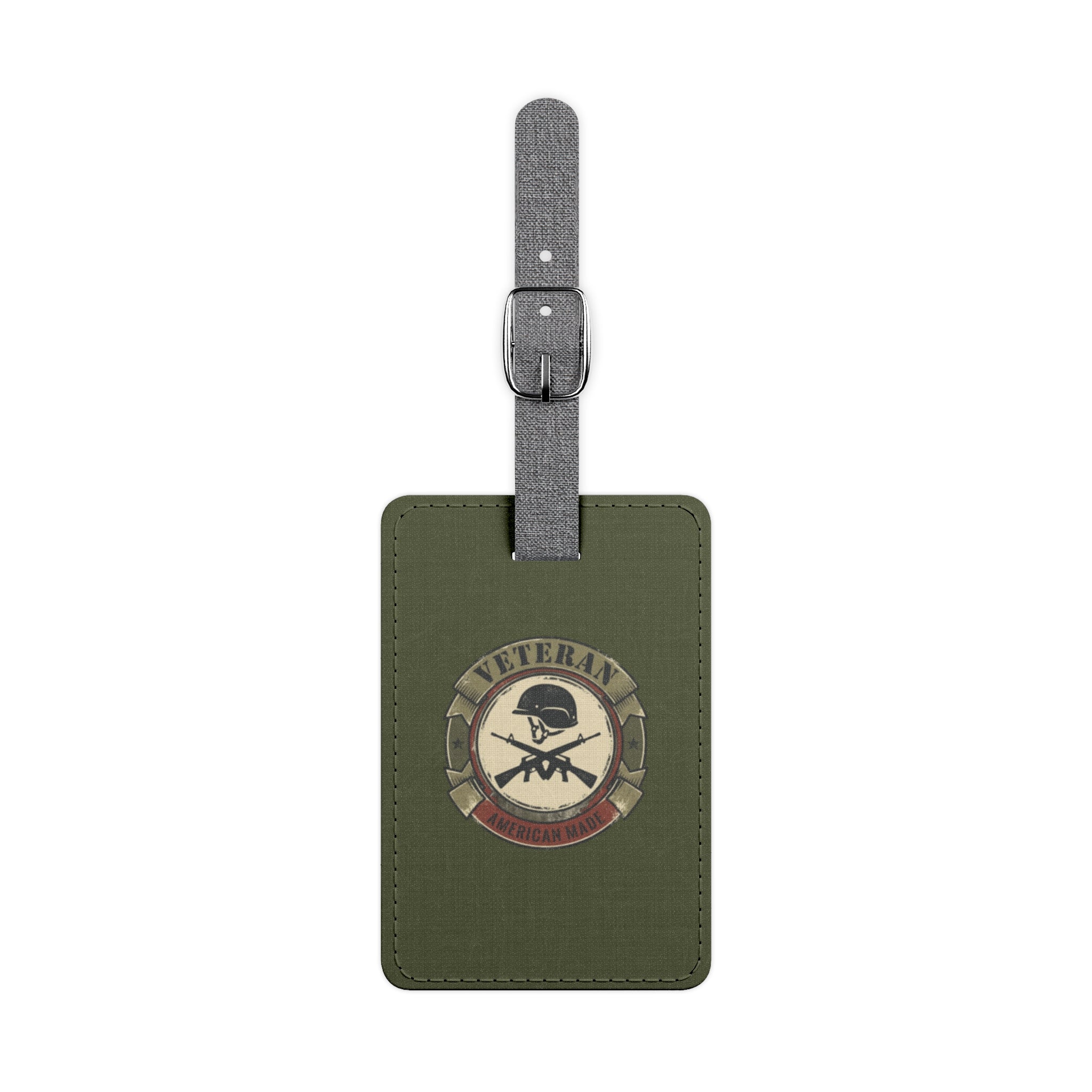 Military Veteran Olive Green Luggage Tag – 'Veteran' Emblem Rectangle