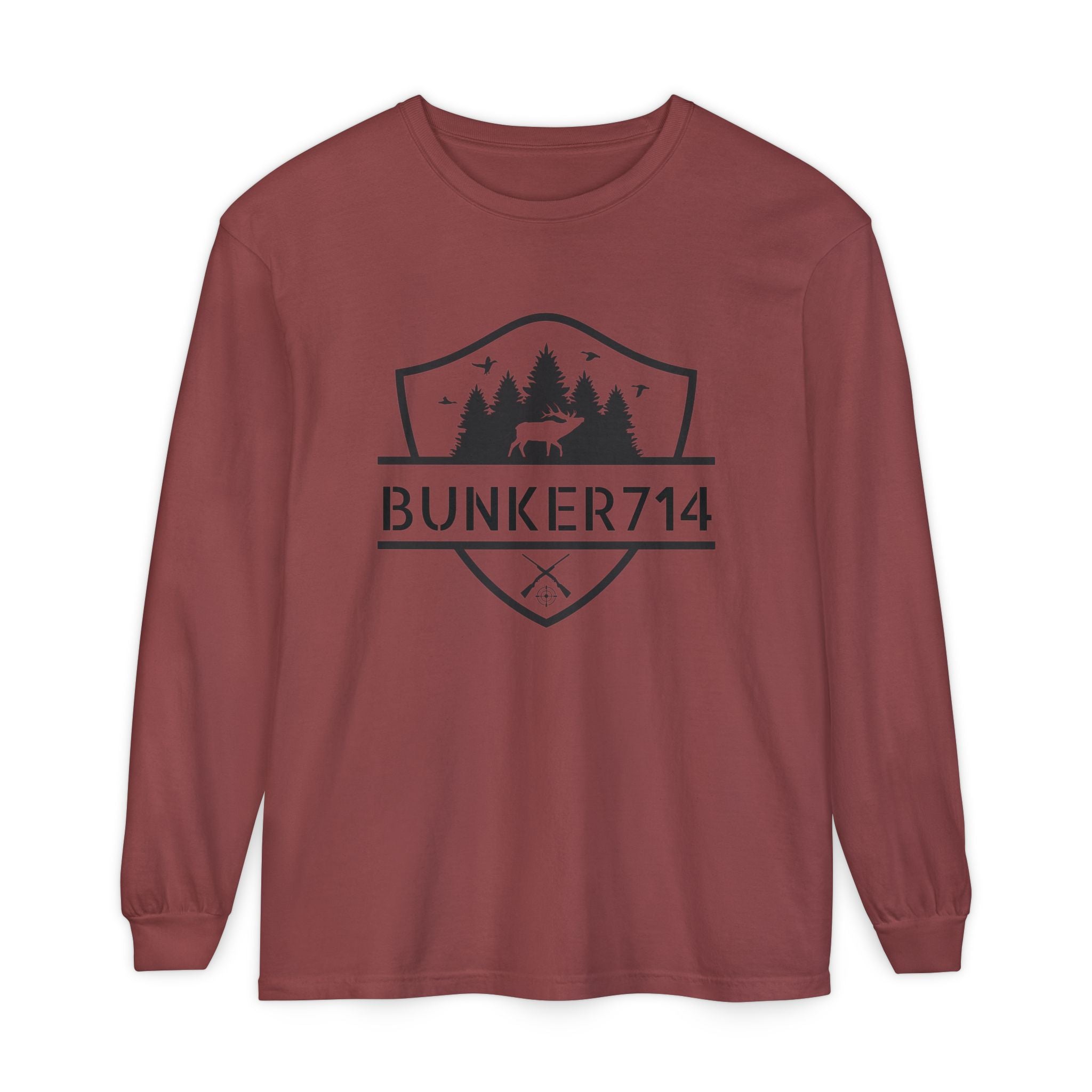 Bunker714 Shield Long-Sleeve Tee — Outdoor Logo Shirt