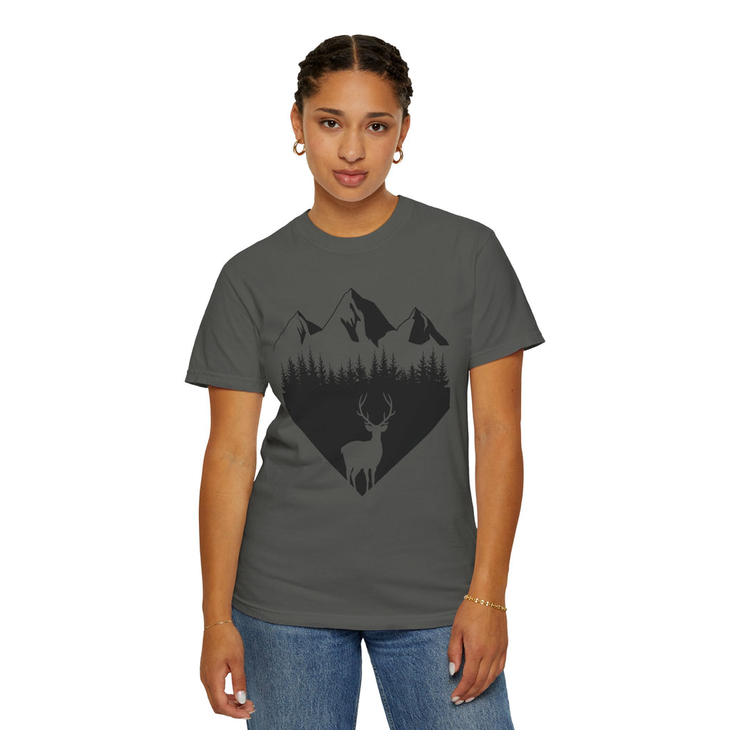Mountain Forest Deer T-Shirt — Outdoor Nature Graphic Tee