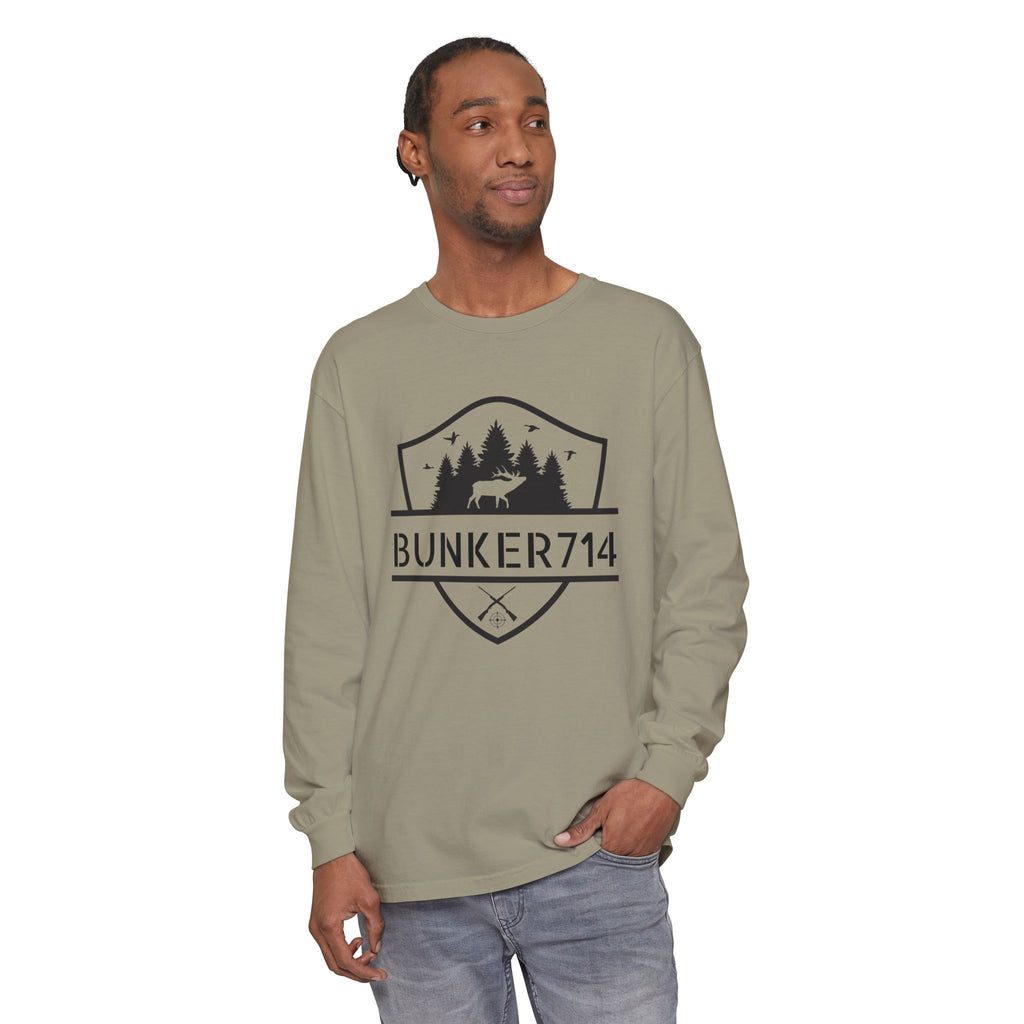 Bunker714 Shield Long-Sleeve Tee — Outdoor Logo Shirt