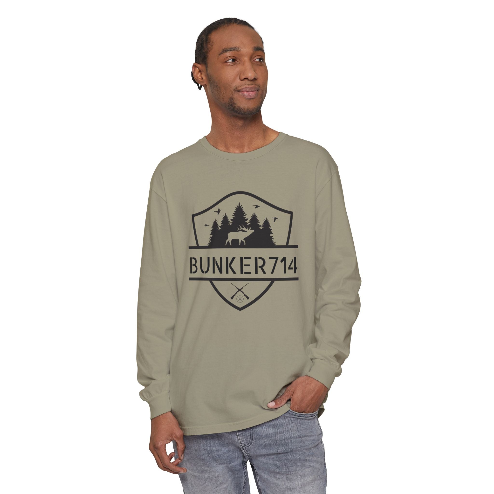 Bunker714 Shield Long-Sleeve Tee — Outdoor Logo Shirt
