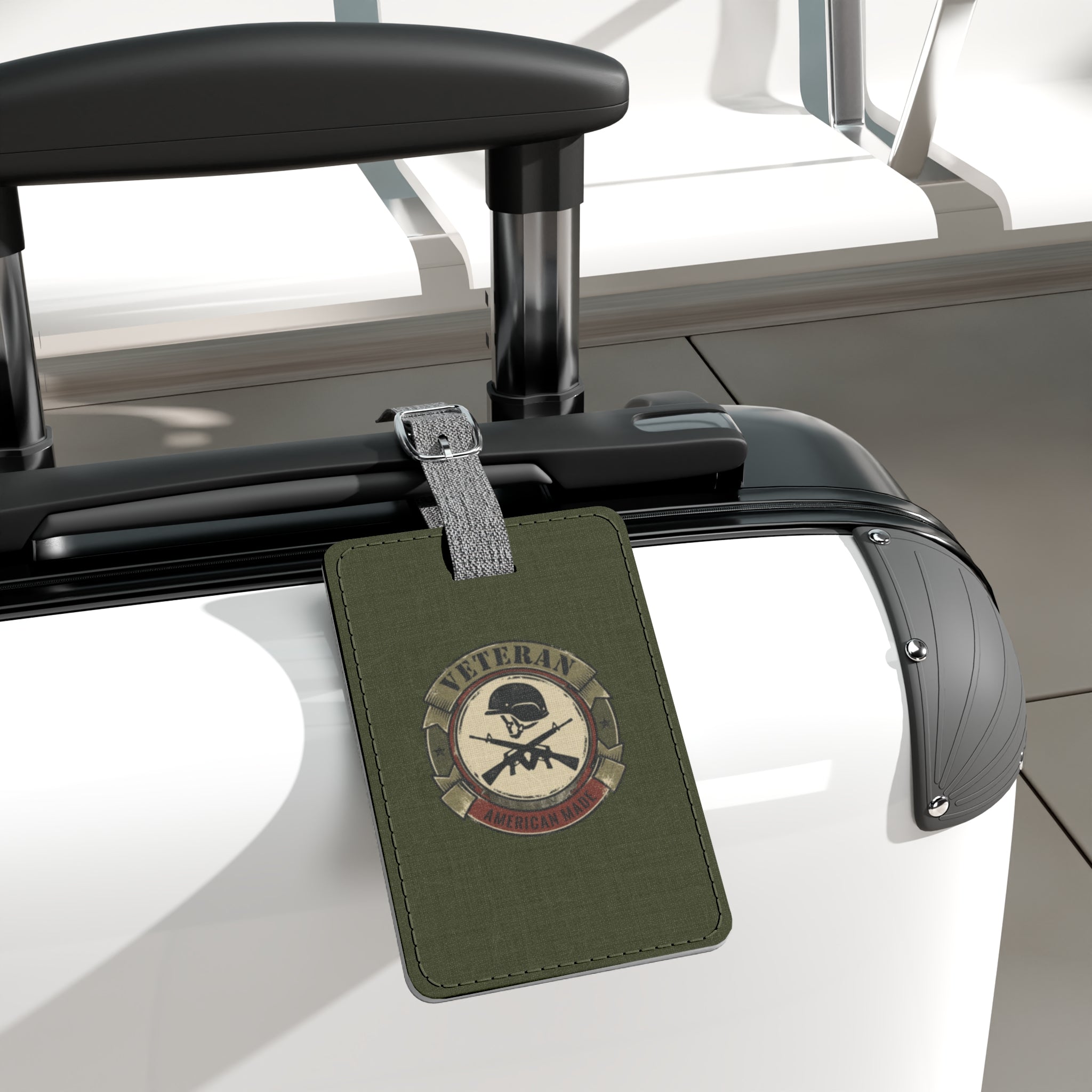 Military Veteran Olive Green Luggage Tag – 'Veteran' Emblem Rectangle