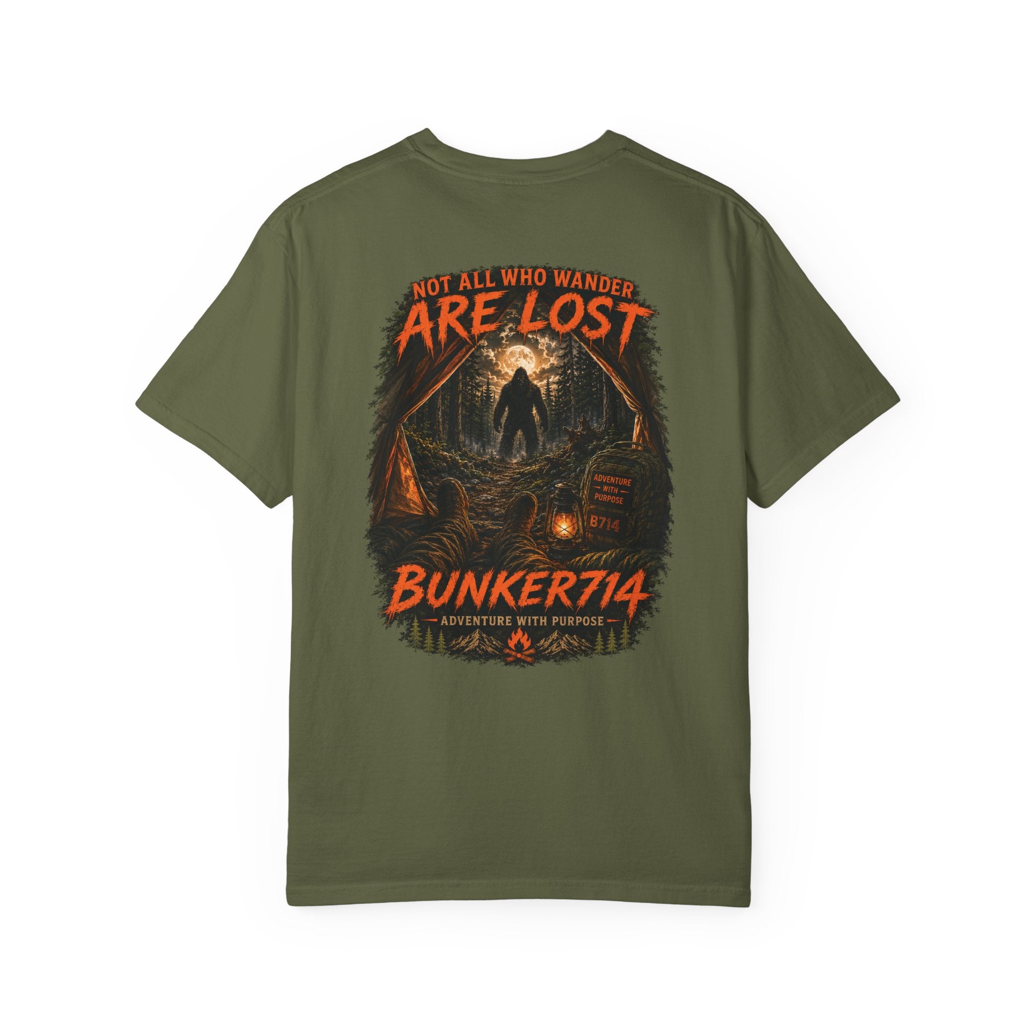 BUNKER714 “Not All Who Wander Are Lost” Bigfoot Camping T-Shirt