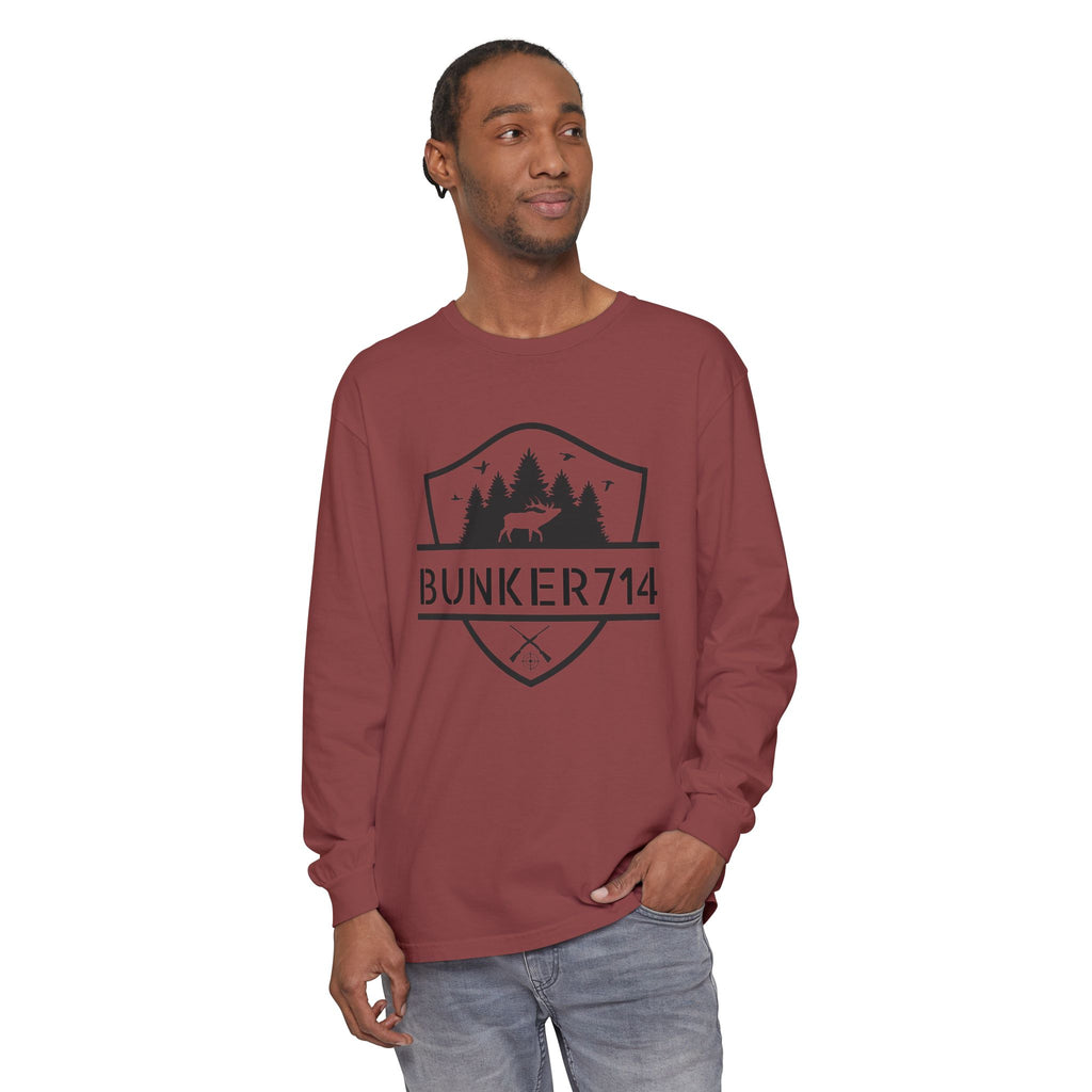Bunker714 Shield Long-Sleeve Tee — Outdoor Logo Shirt