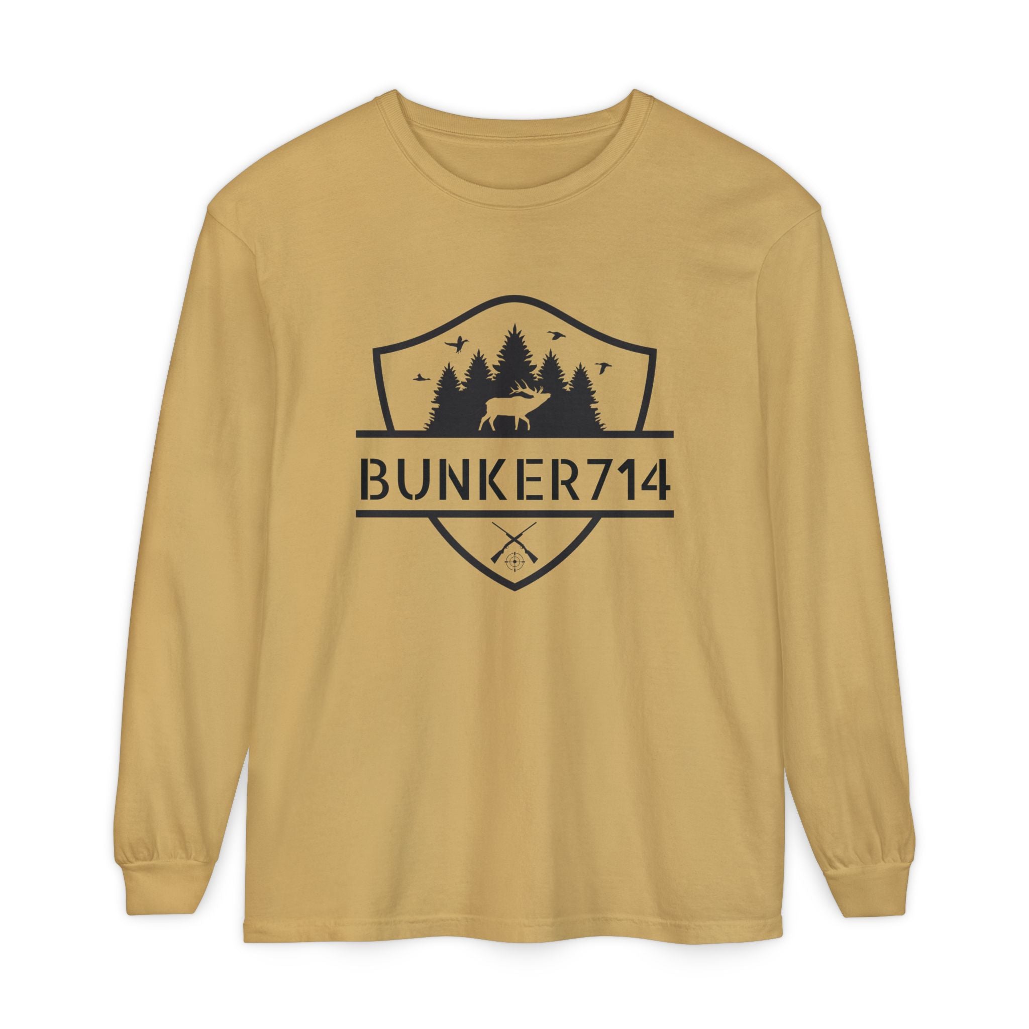 Bunker714 Shield Long-Sleeve Tee — Outdoor Logo Shirt