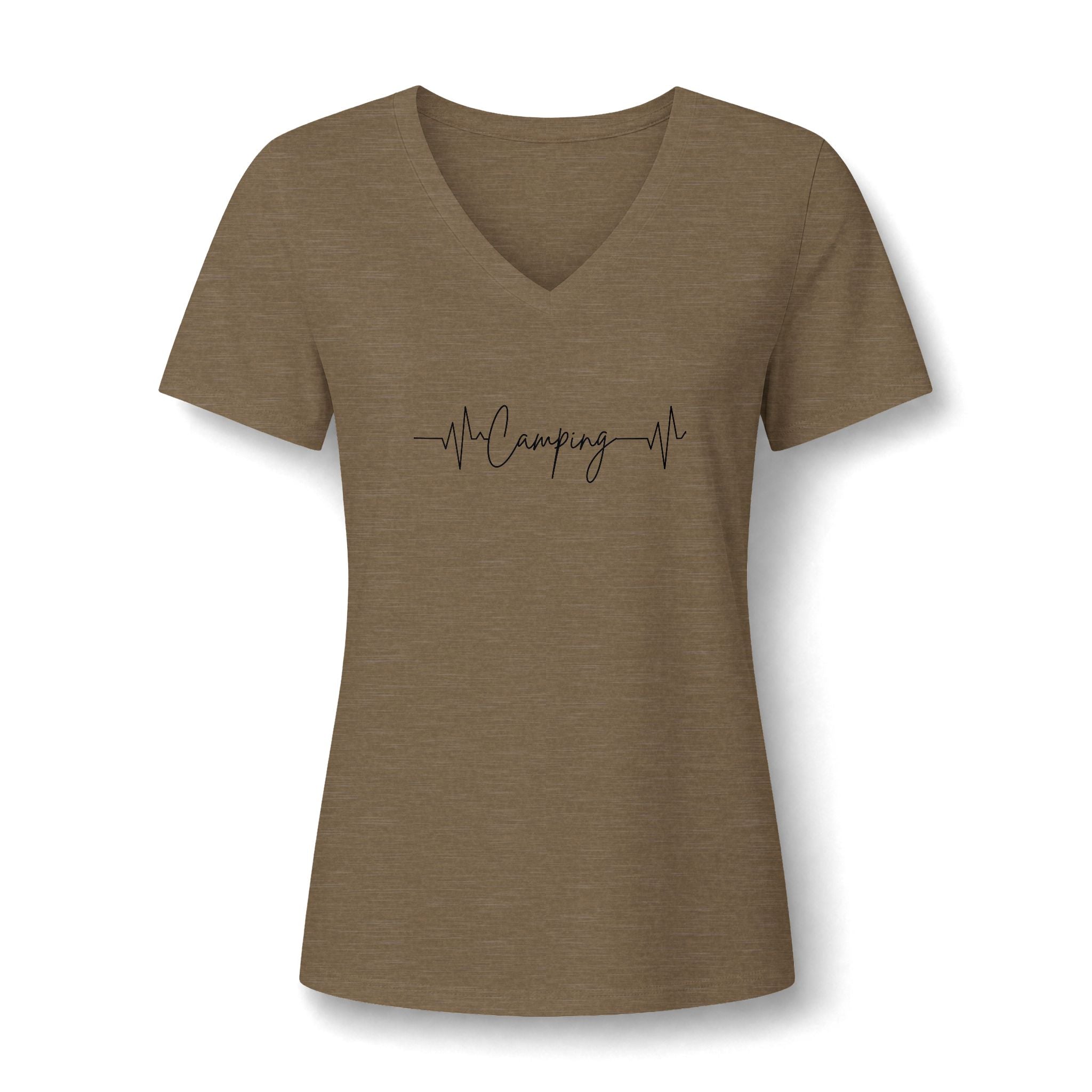Camping Heartbeat Jogging V-Neck Tee — "Jogging" Fitness Shirt for Women